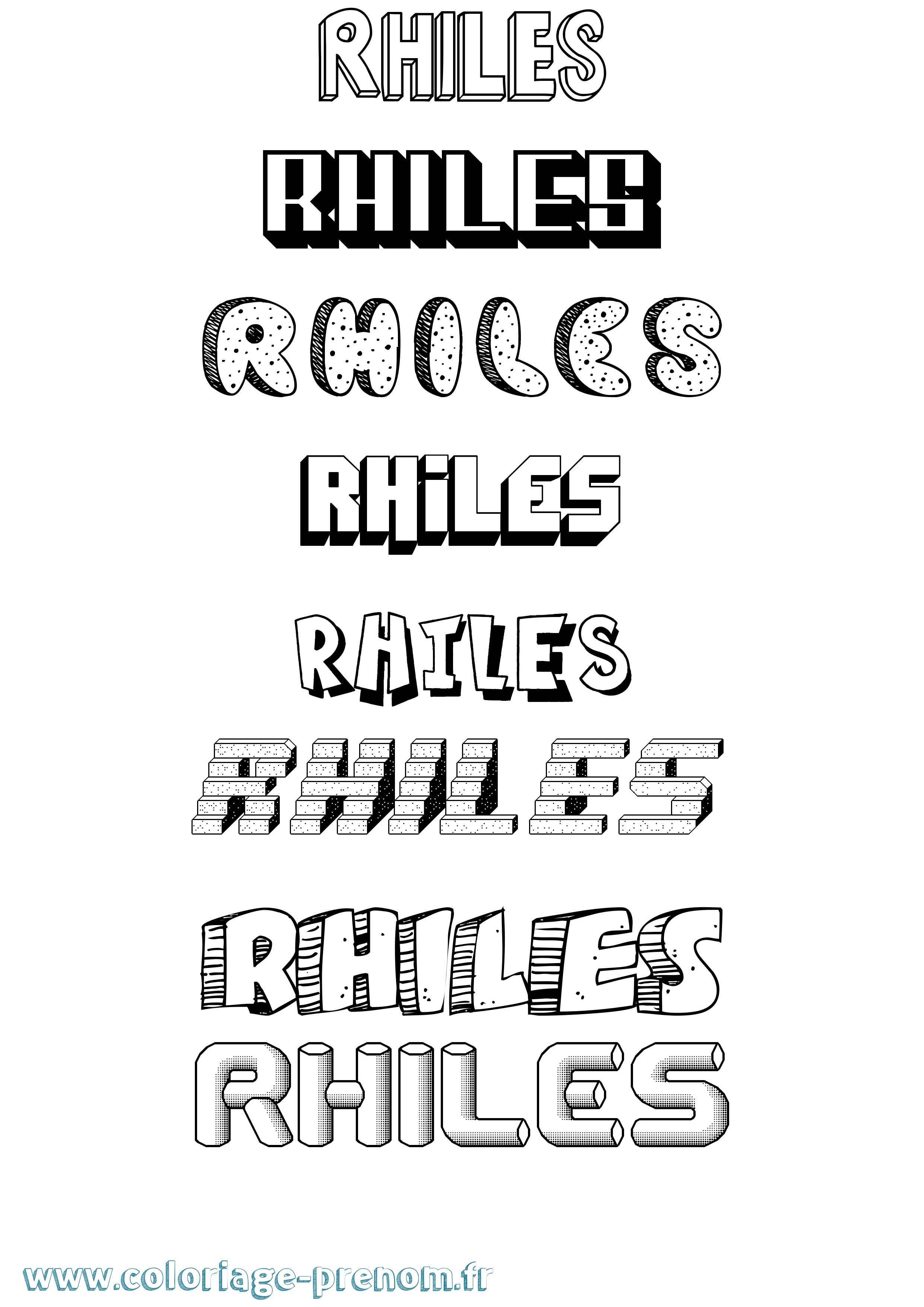 Coloriage Rhiles Effet 3D Coloriage prénom Rhiles Effet 3D