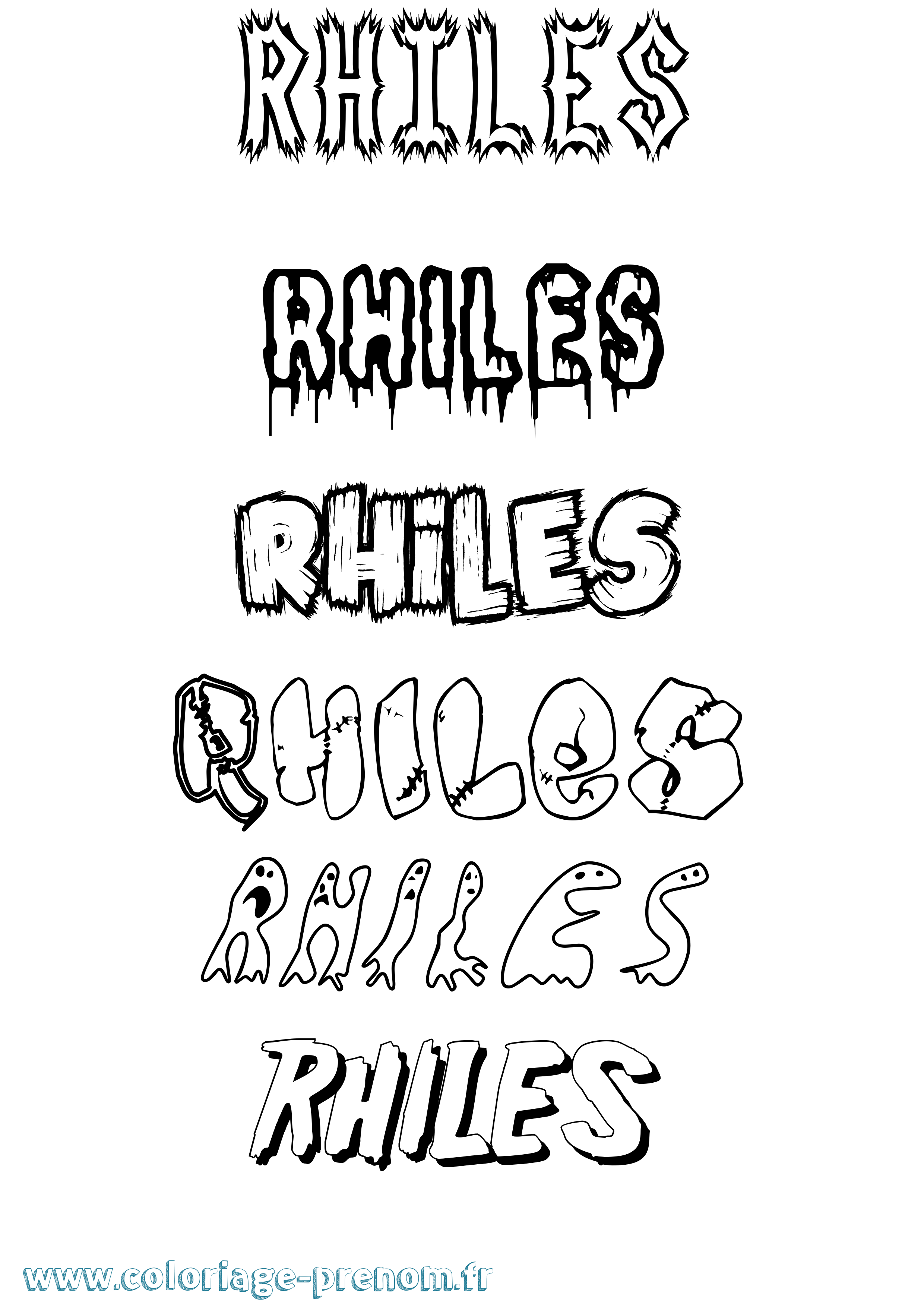Coloriage Rhiles Frisson Coloriage prénom Rhiles Frisson
