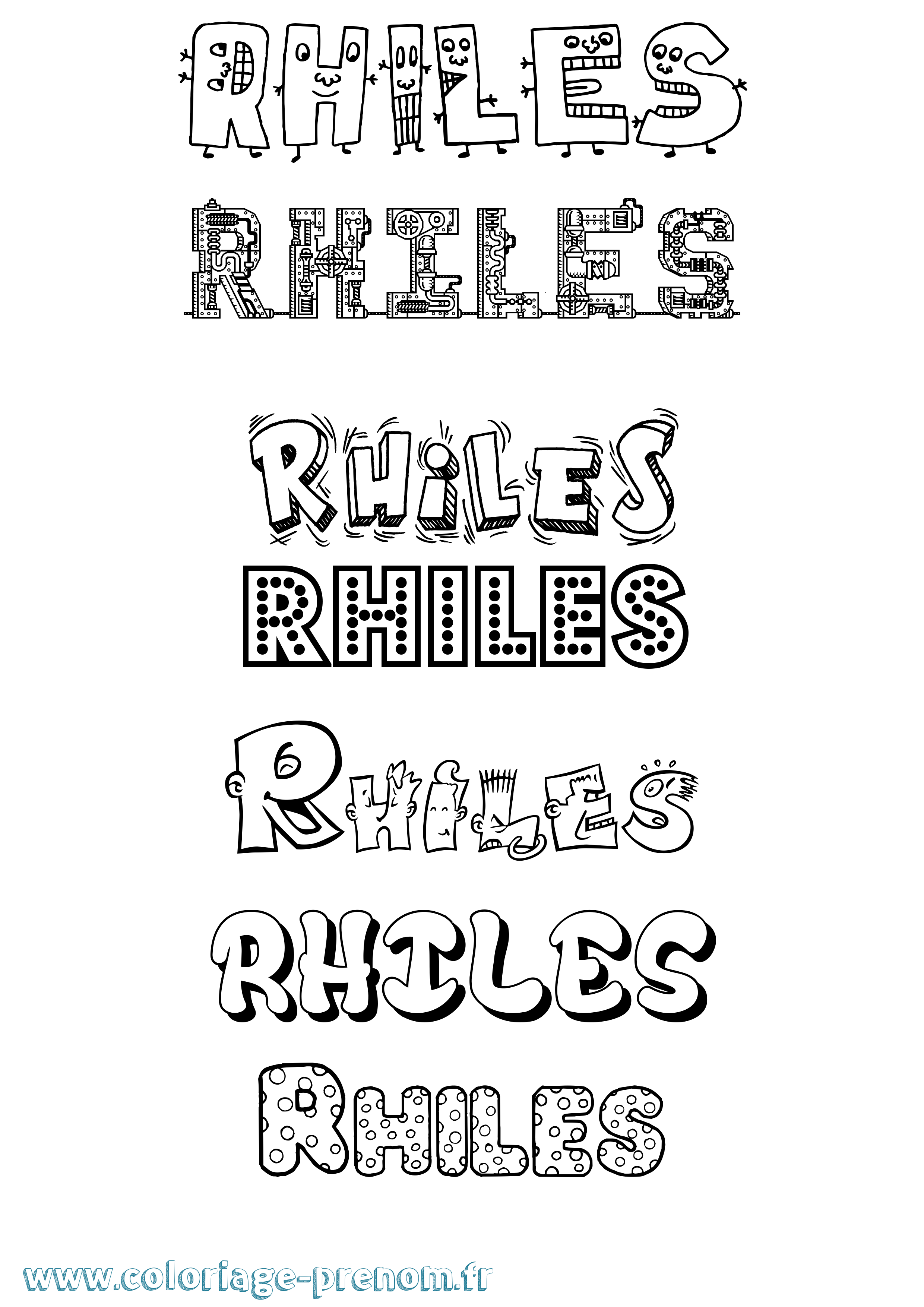 Coloriage Rhiles Fun Coloriage prénom Rhiles Fun