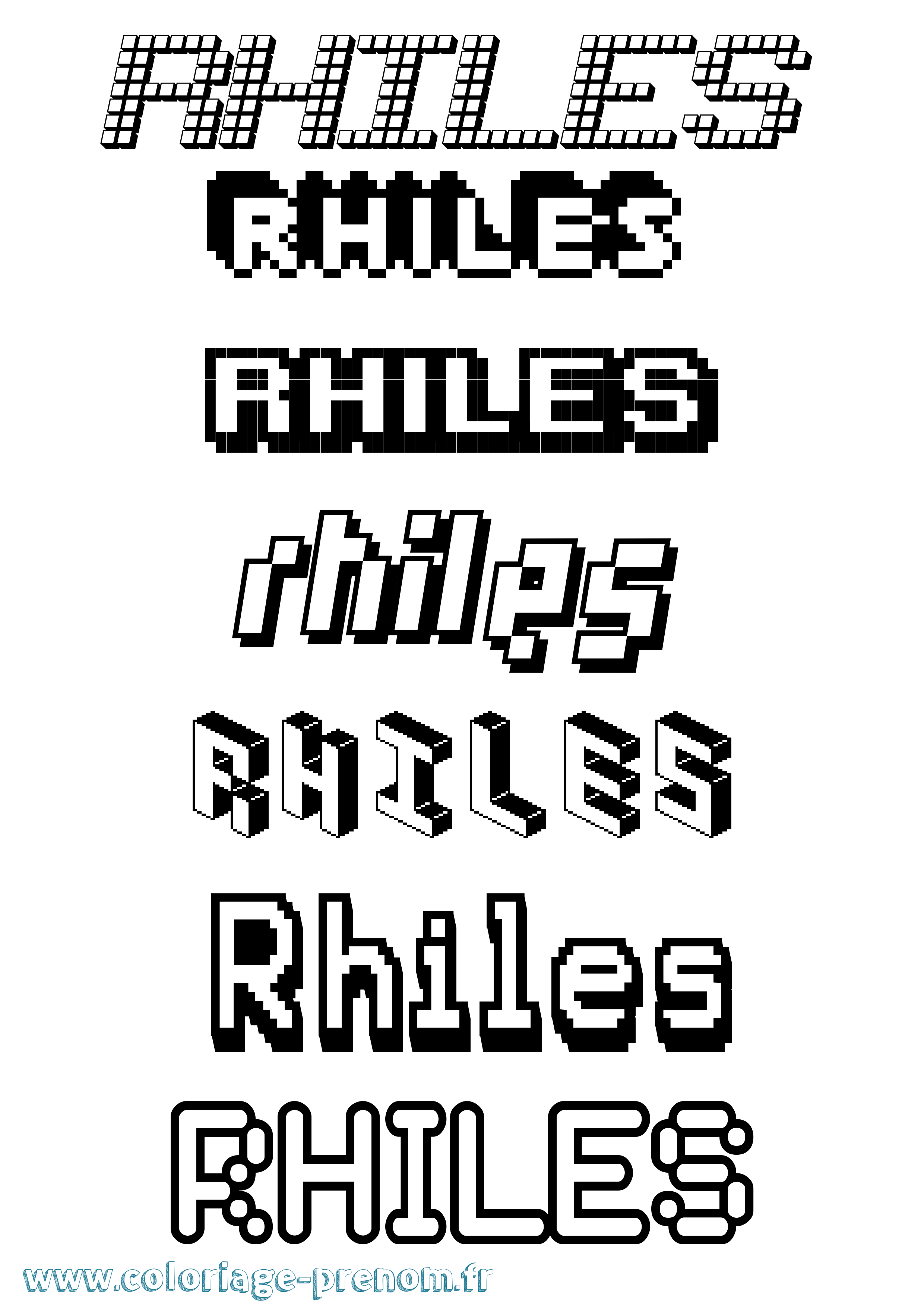Coloriage Rhiles Pixel Coloriage prénom Rhiles Pixel
