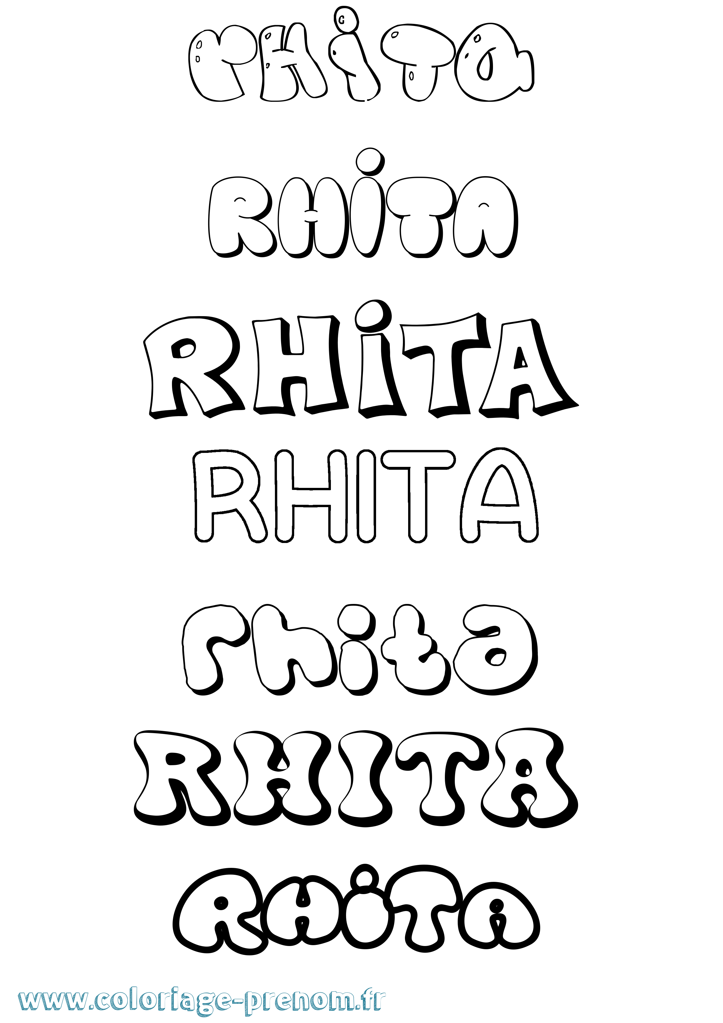 Coloriage Rhita Bubble Coloriage prénom Rhita Bubble