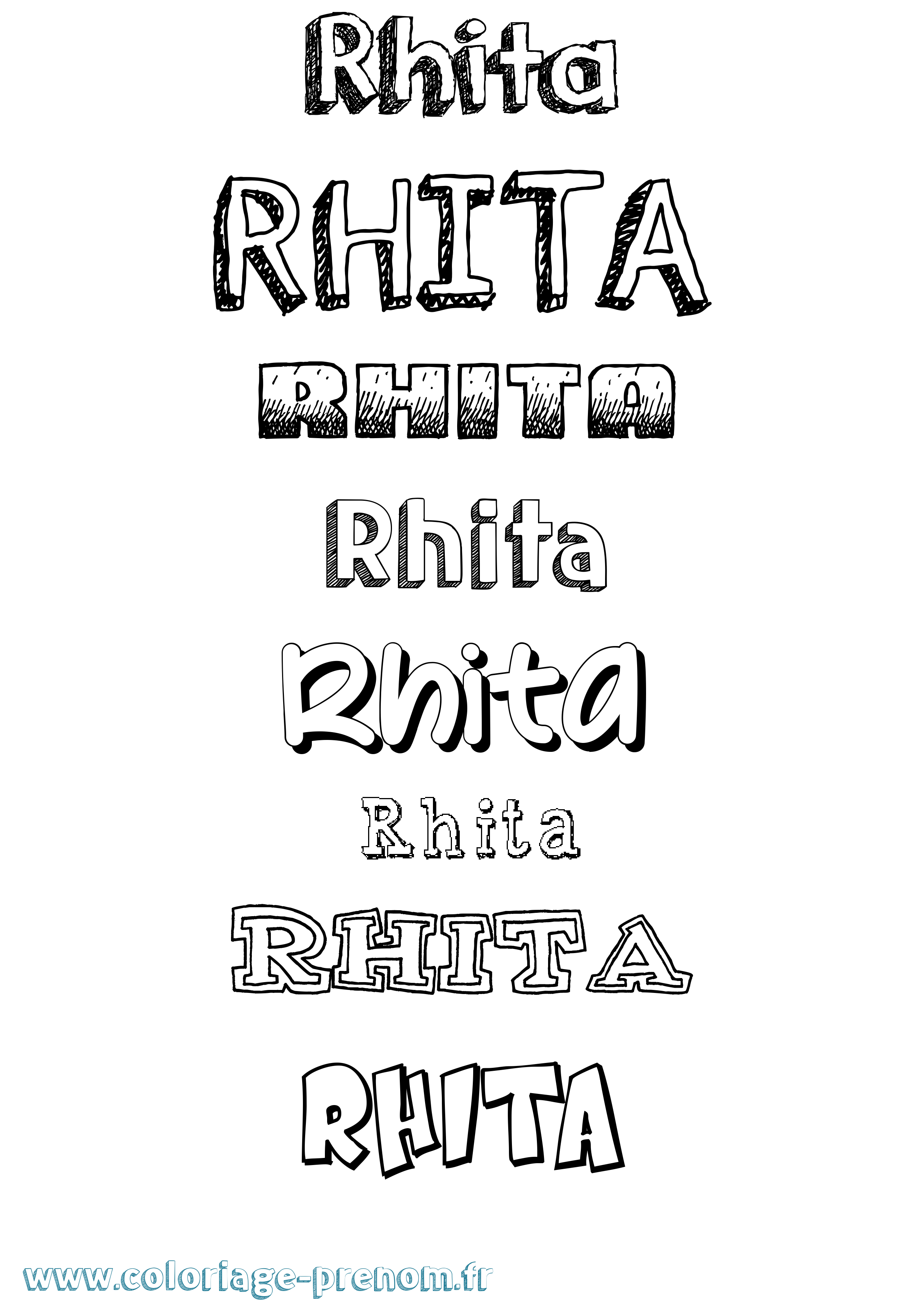 Coloriage Rhita Dessiné Coloriage prénom Rhita Dessiné