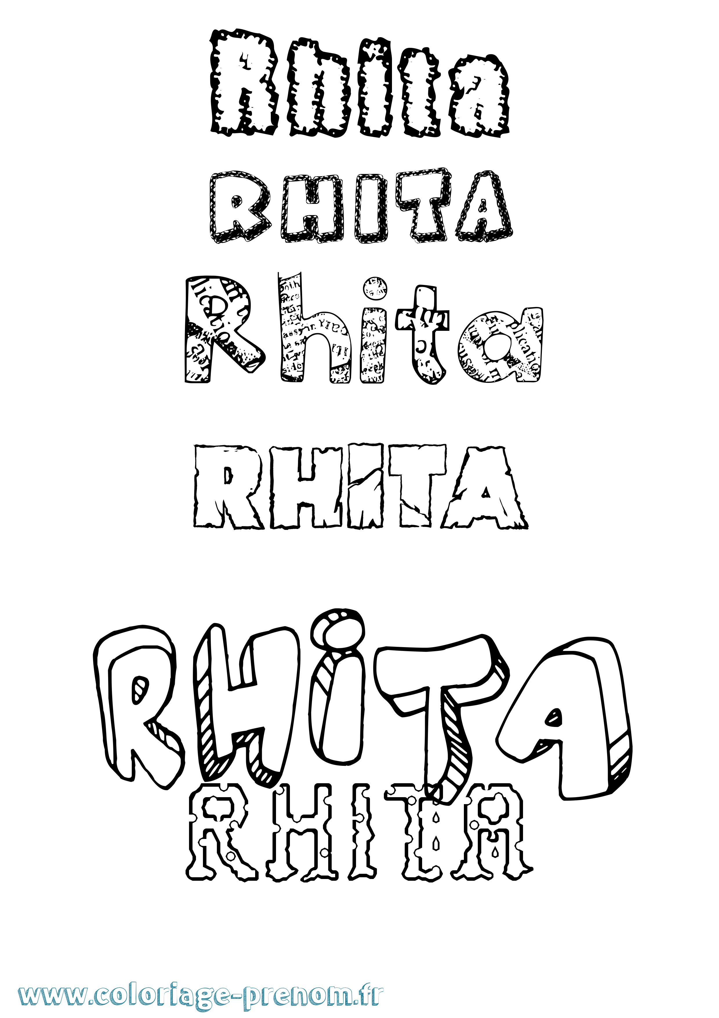 Coloriage Rhita Destructuré Coloriage prénom Rhita Destructuré