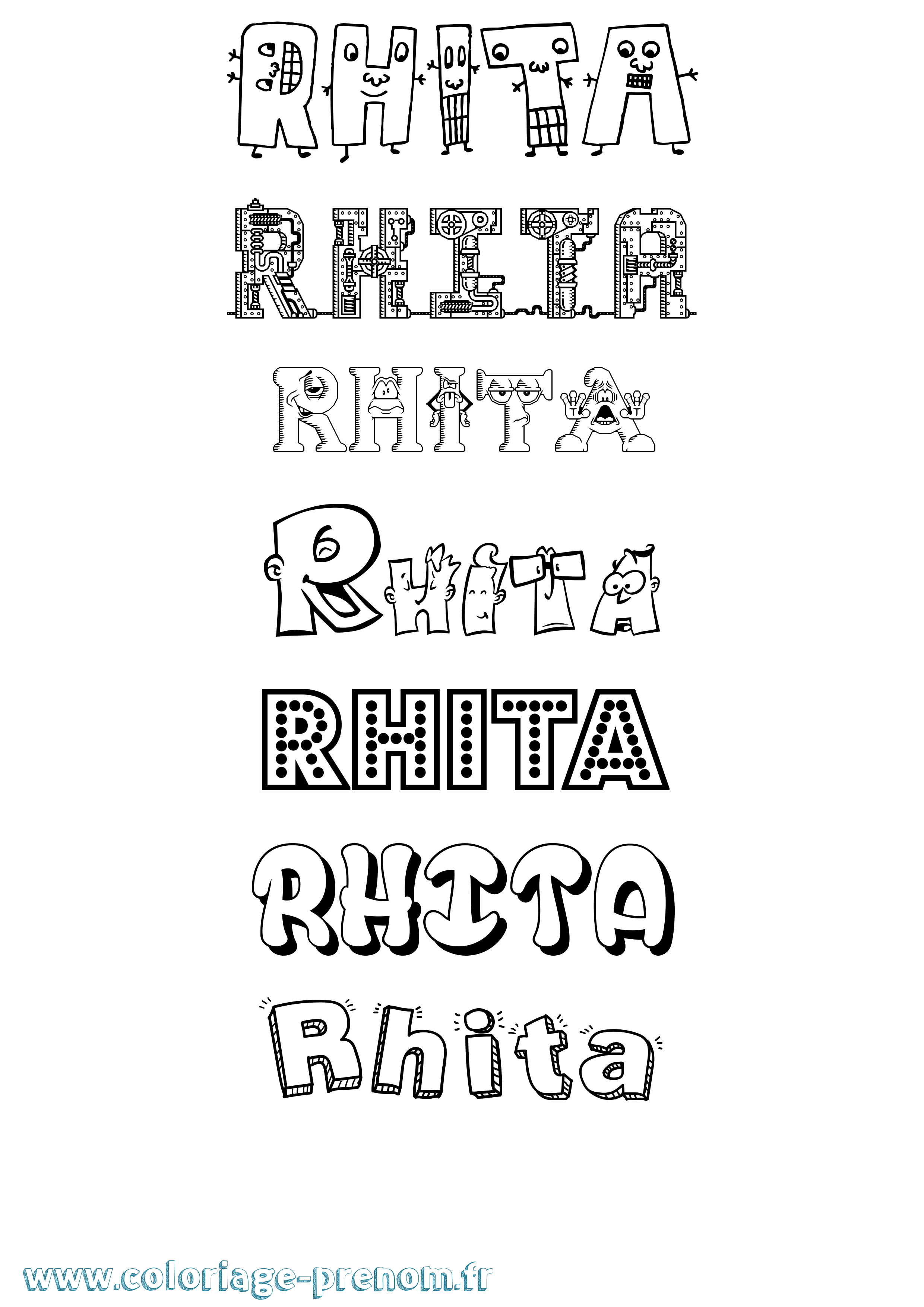 Coloriage Rhita Fun Coloriage prénom Rhita Fun