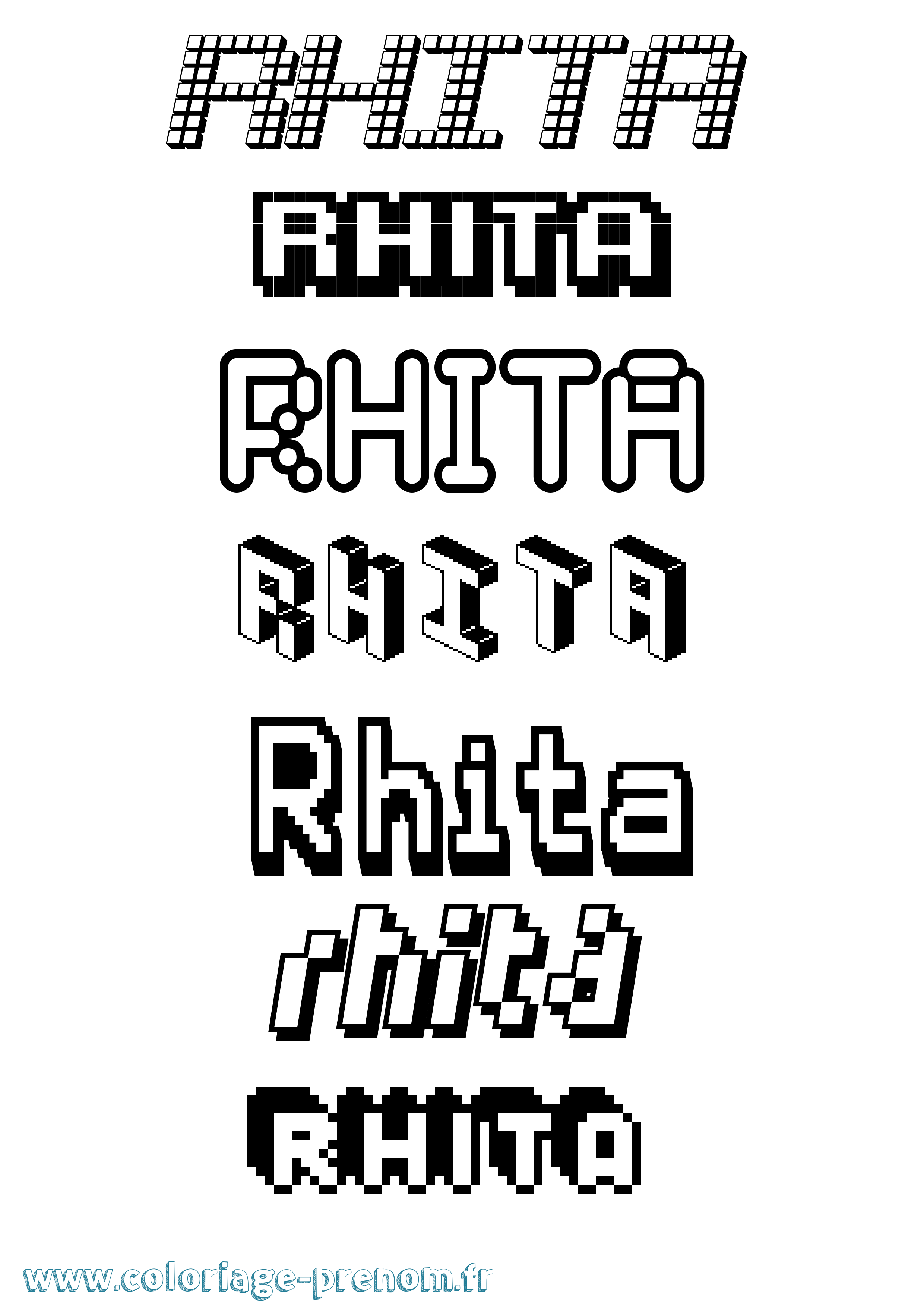 Coloriage Rhita Pixel Coloriage prénom Rhita Pixel