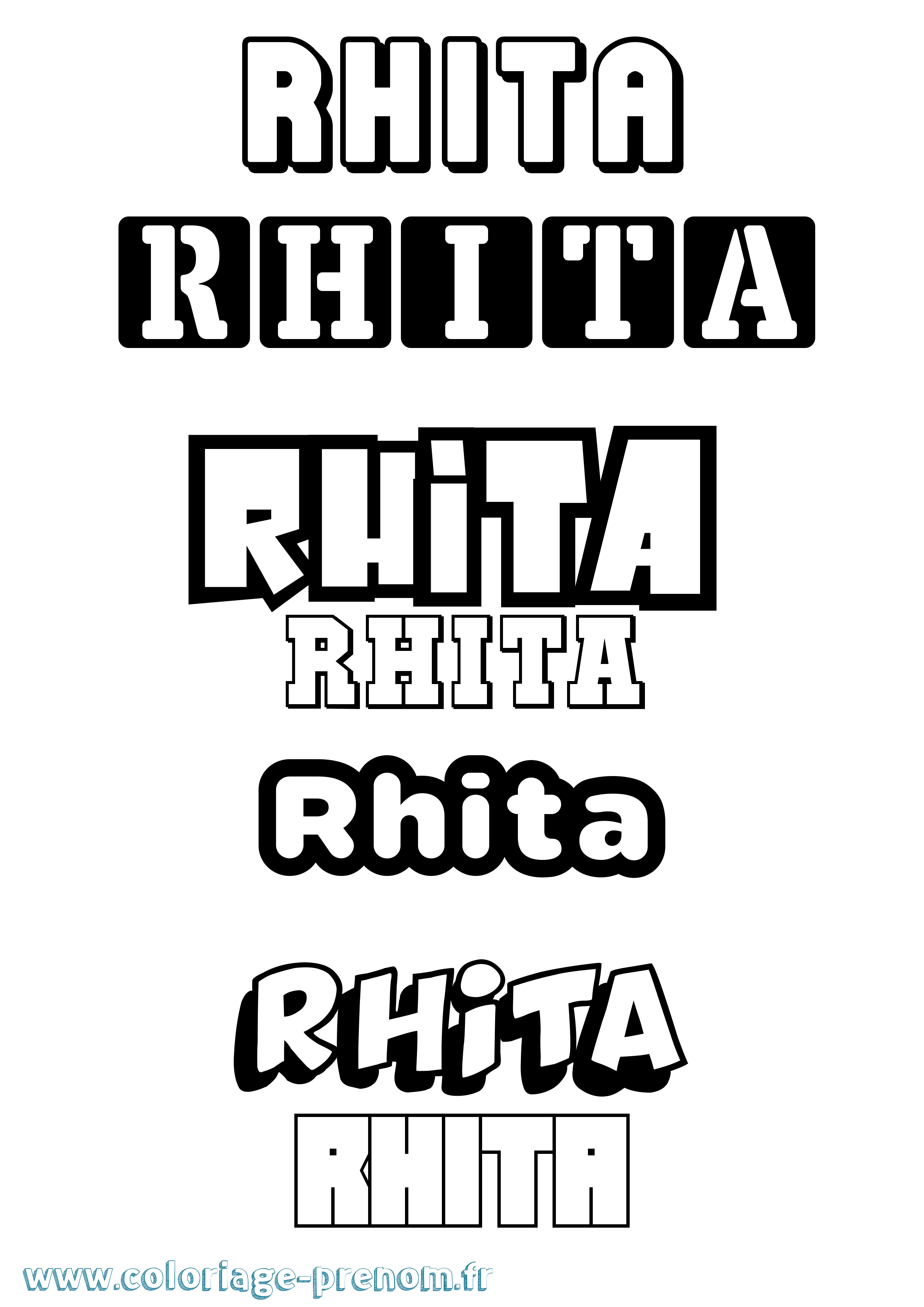 Coloriage Rhita Simple Coloriage prénom Rhita Simple