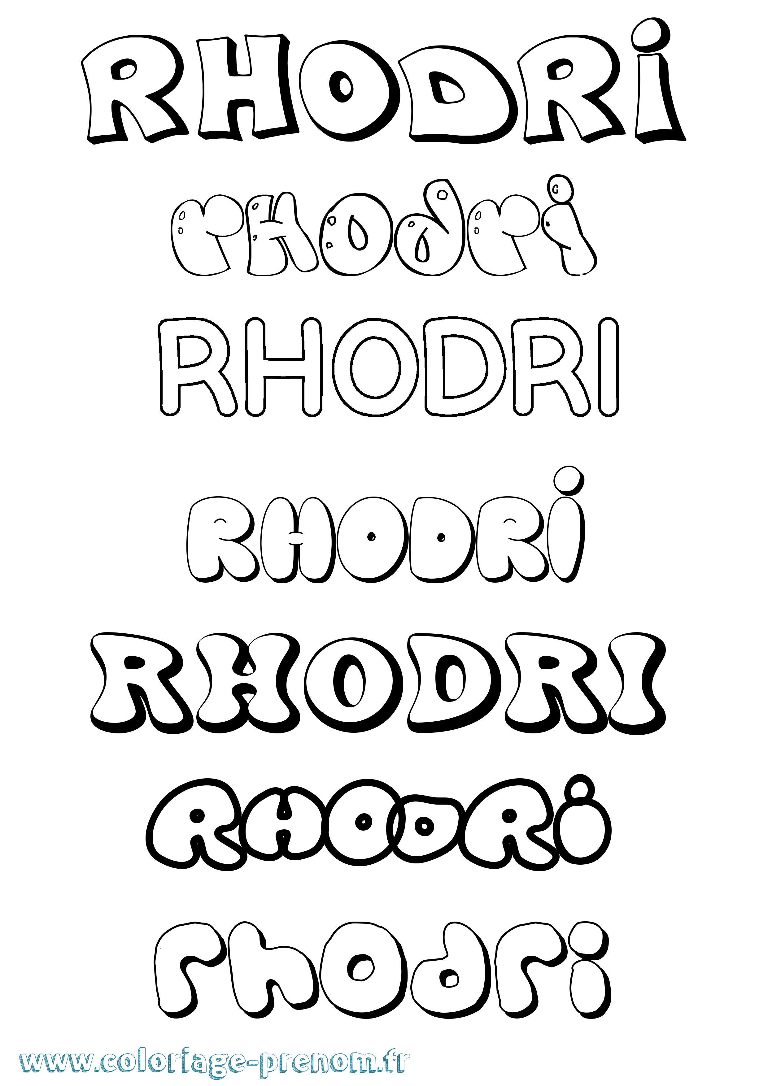 Coloriage Rhodri Bubble Coloriage prénom Rhodri Bubble