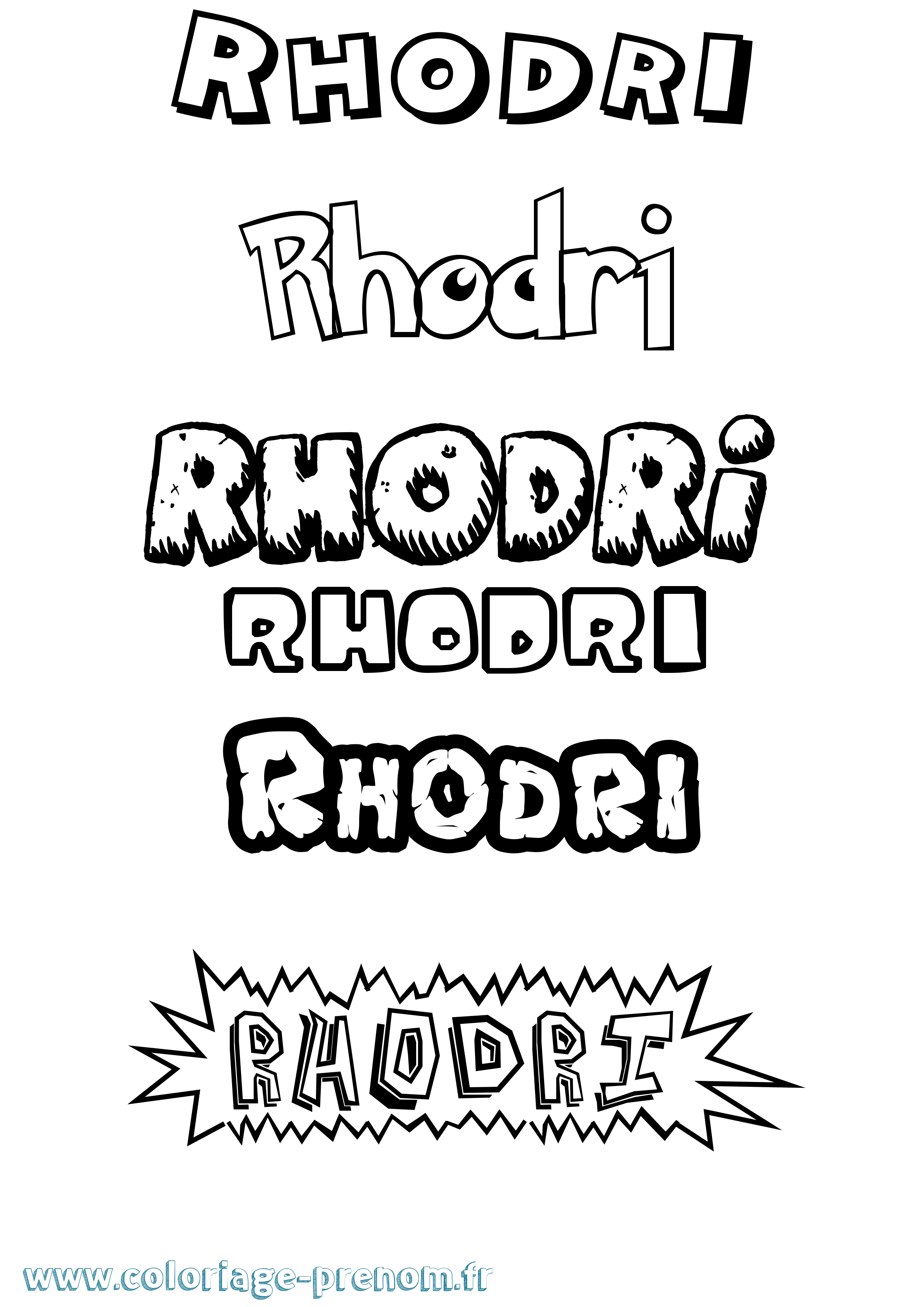 Coloriage Rhodri Dessin Animé Coloriage prénom Rhodri Dessin Animé