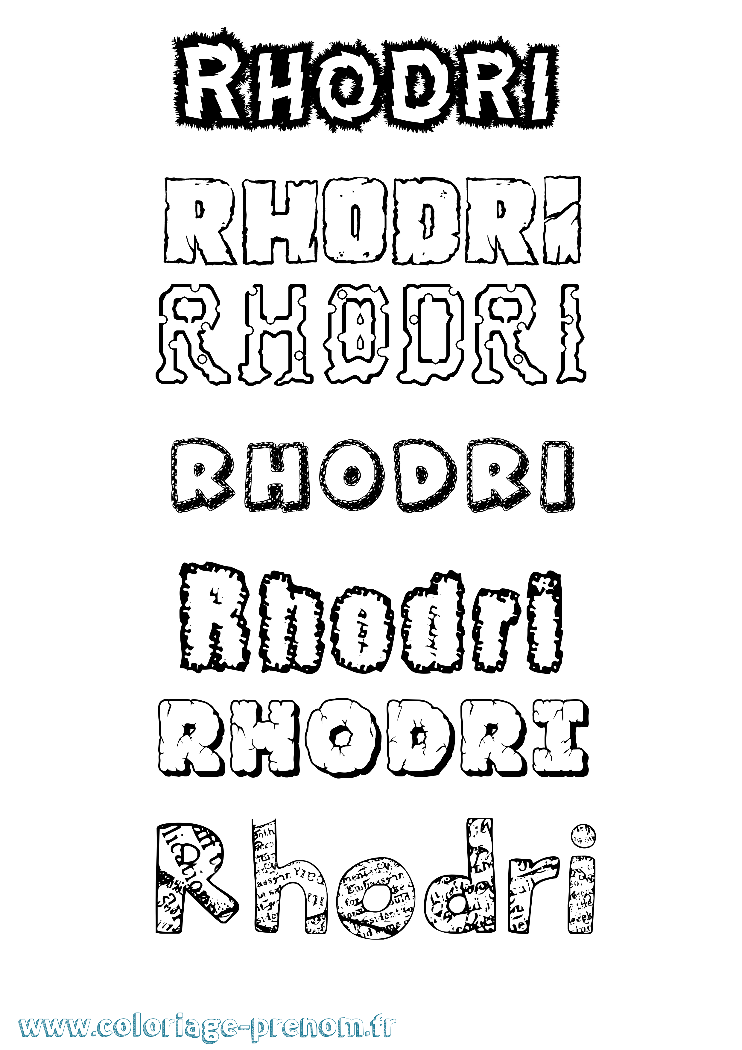 Coloriage Rhodri Destructuré Coloriage prénom Rhodri Destructuré