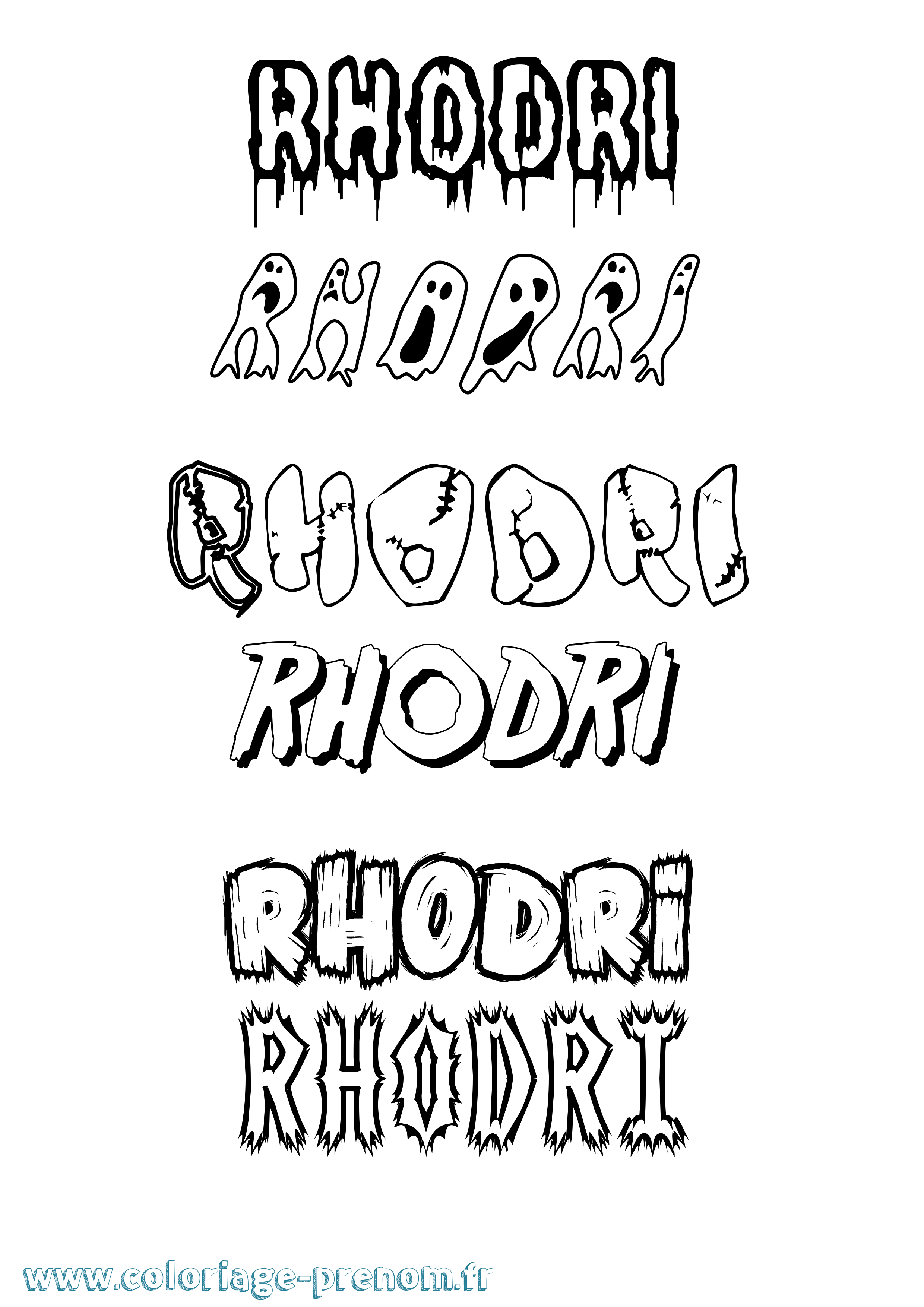 Coloriage Rhodri Frisson Coloriage prénom Rhodri Frisson