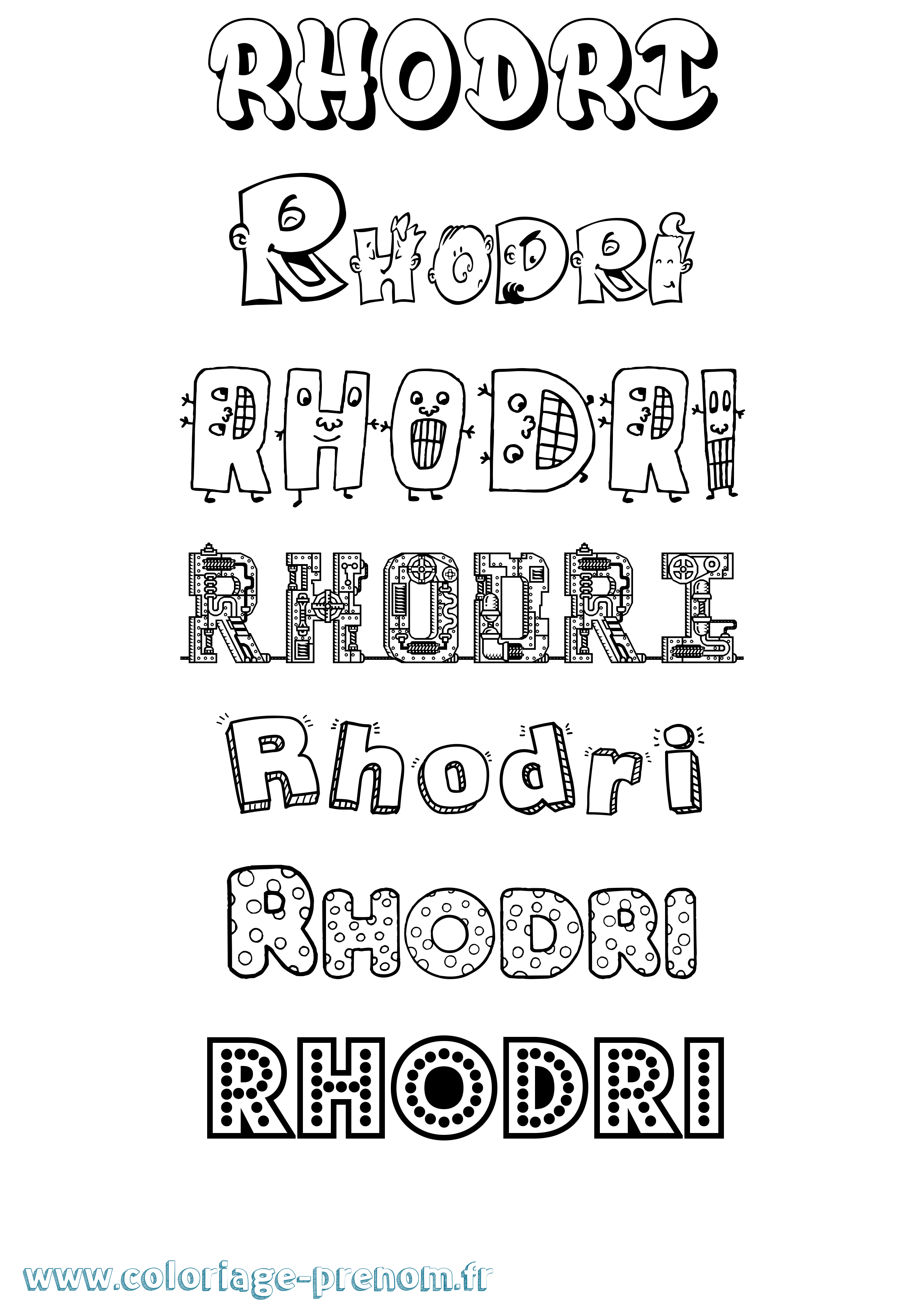 Coloriage Rhodri Fun Coloriage prénom Rhodri Fun