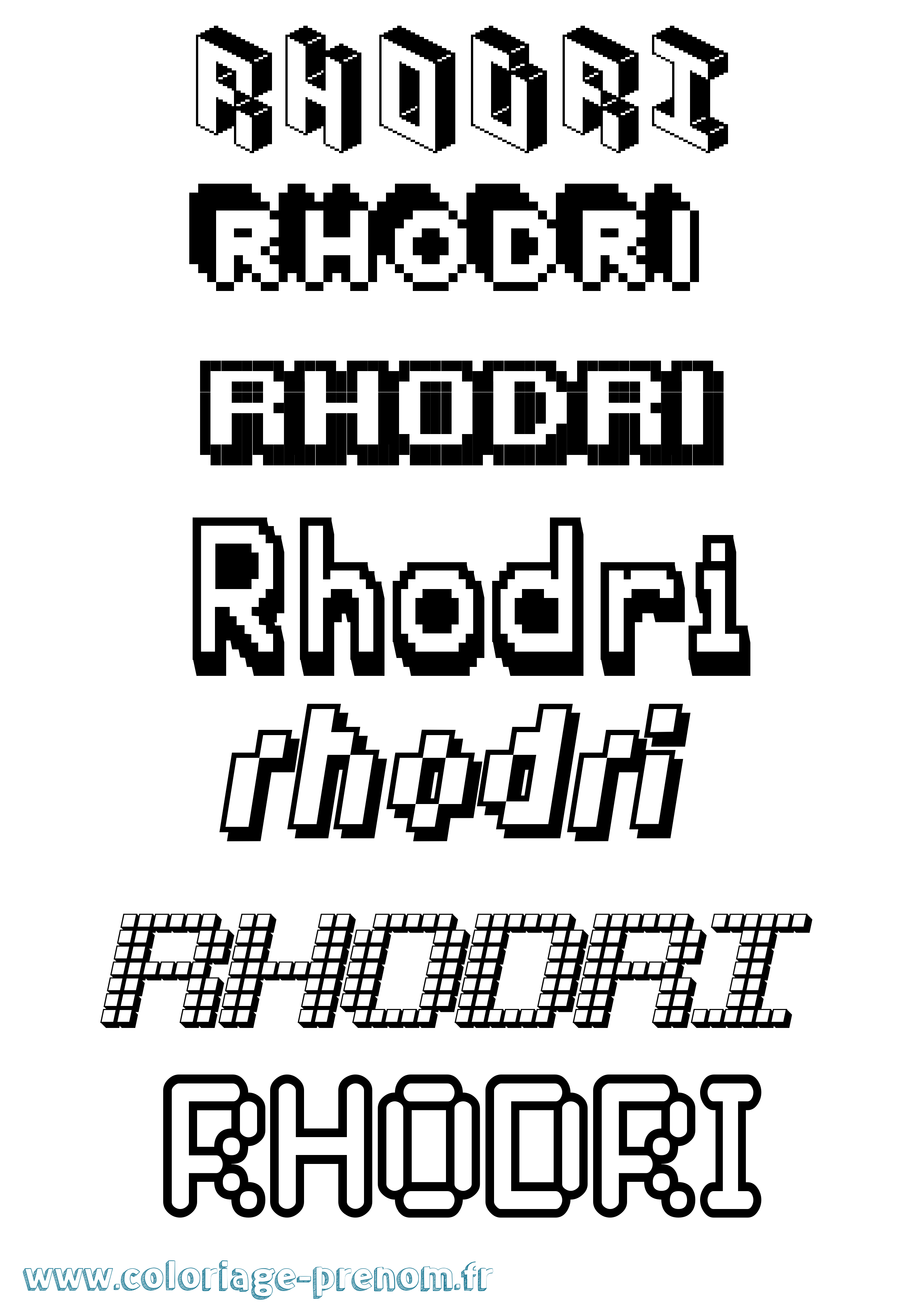 Coloriage Rhodri Pixel Coloriage prénom Rhodri Pixel