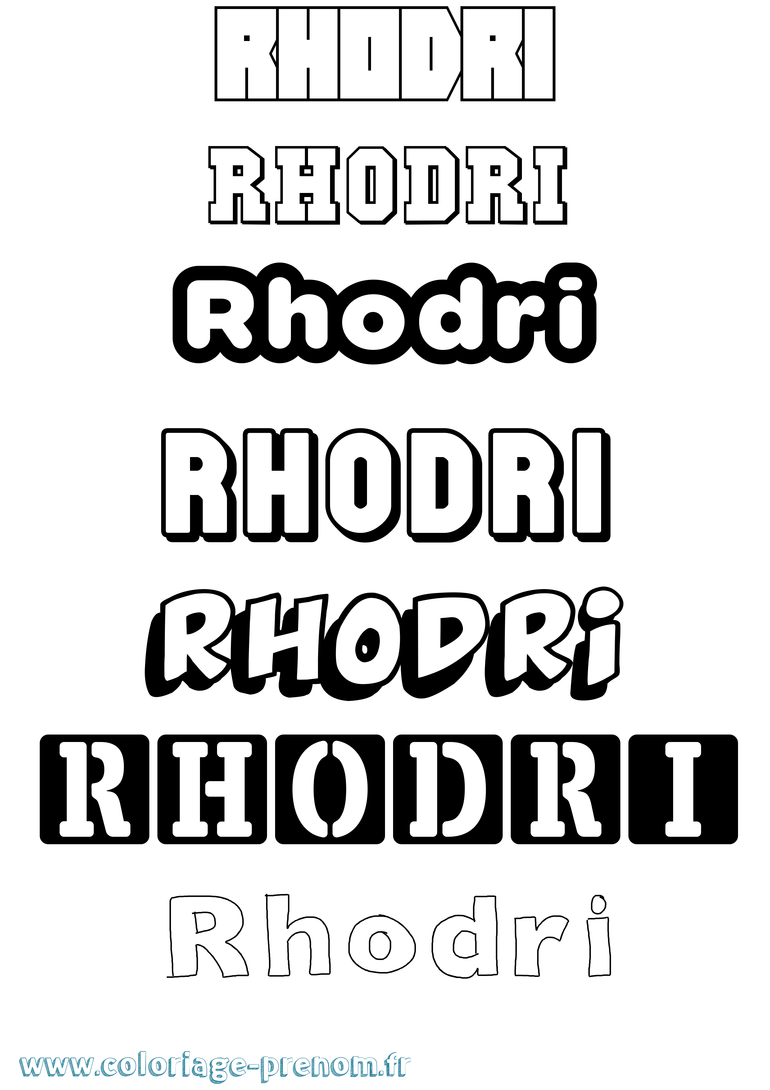 Coloriage Rhodri Simple Coloriage prénom Rhodri Simple