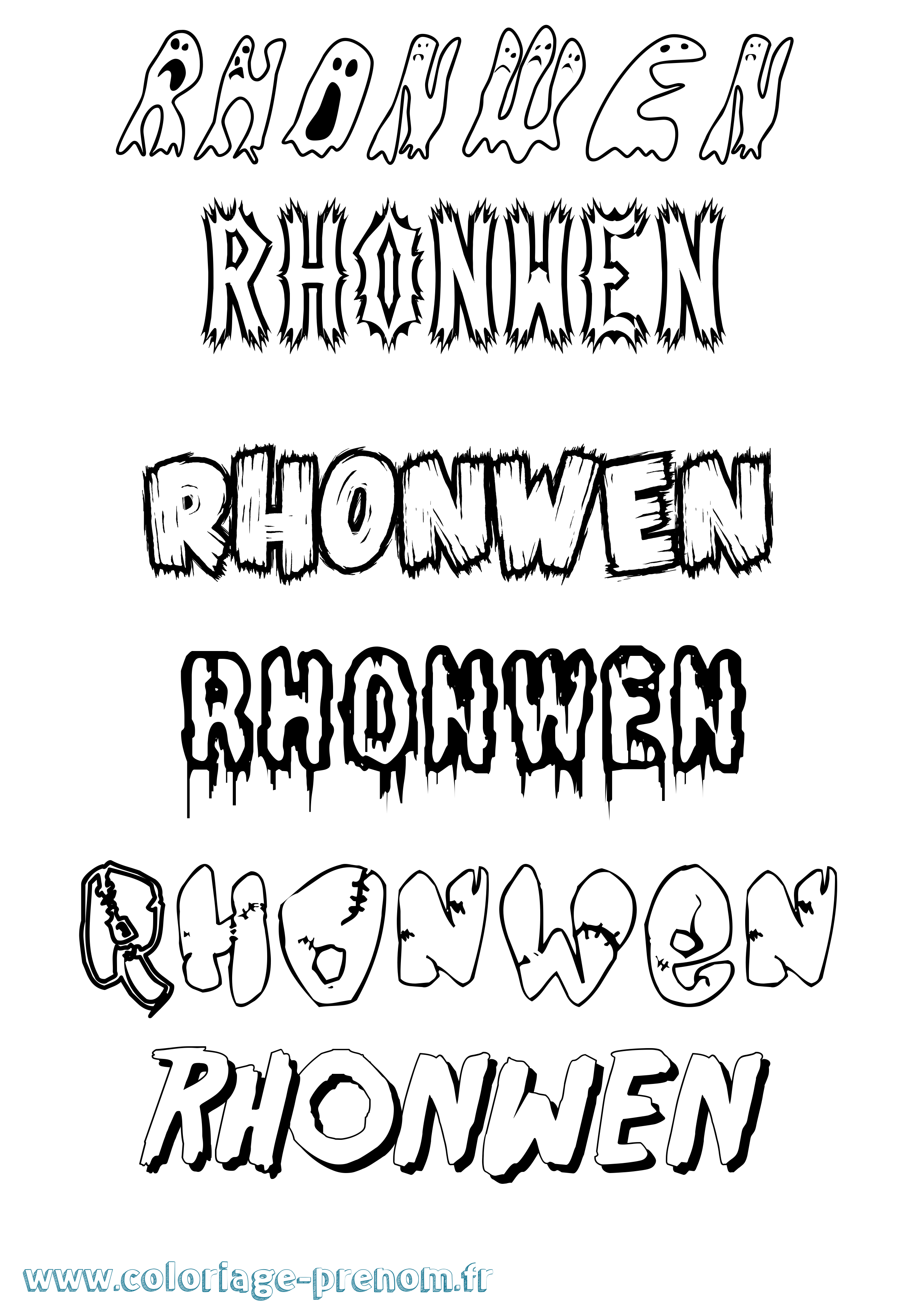 Coloriage Rhonwen Frisson Coloriage prénom Rhonwen Frisson