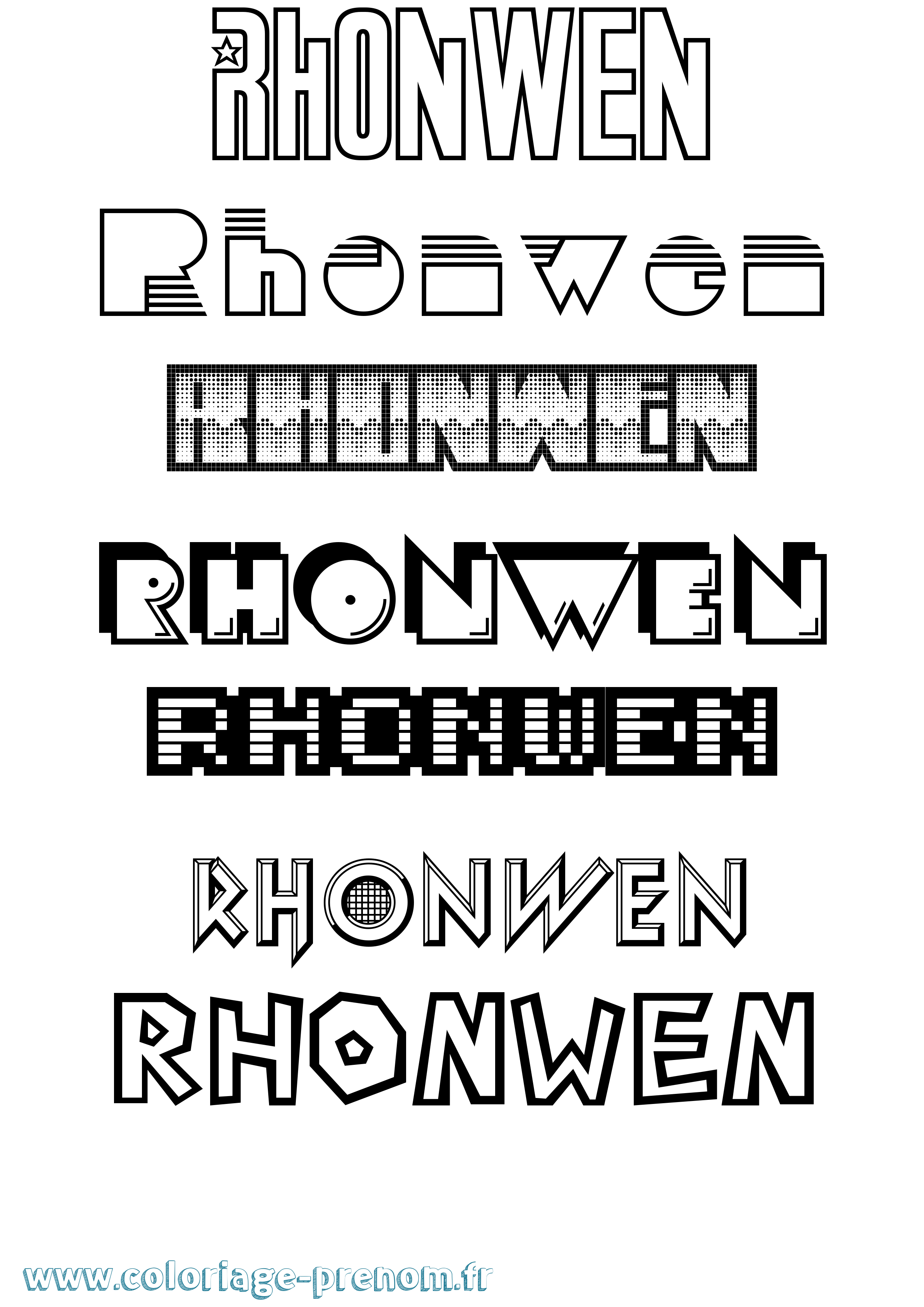 Coloriage Rhonwen Jeux Vidéos Coloriage prénom Rhonwen Jeux Vidéos