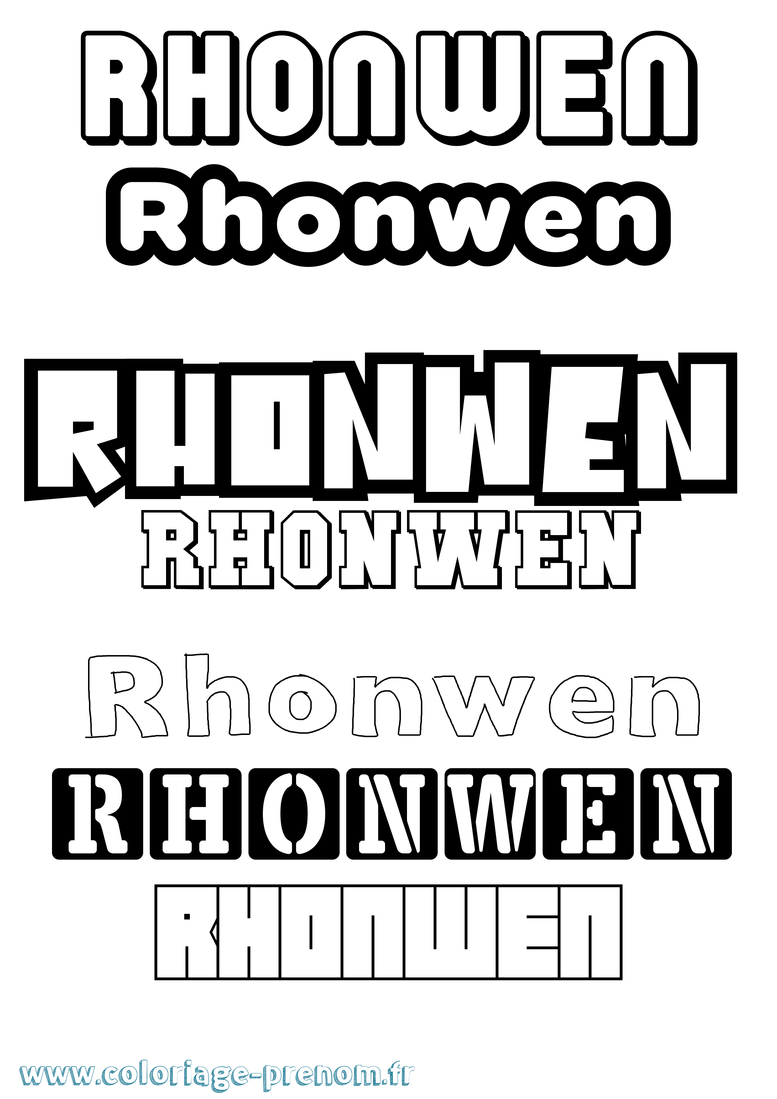 Coloriage Rhonwen Simple Coloriage prénom Rhonwen Simple