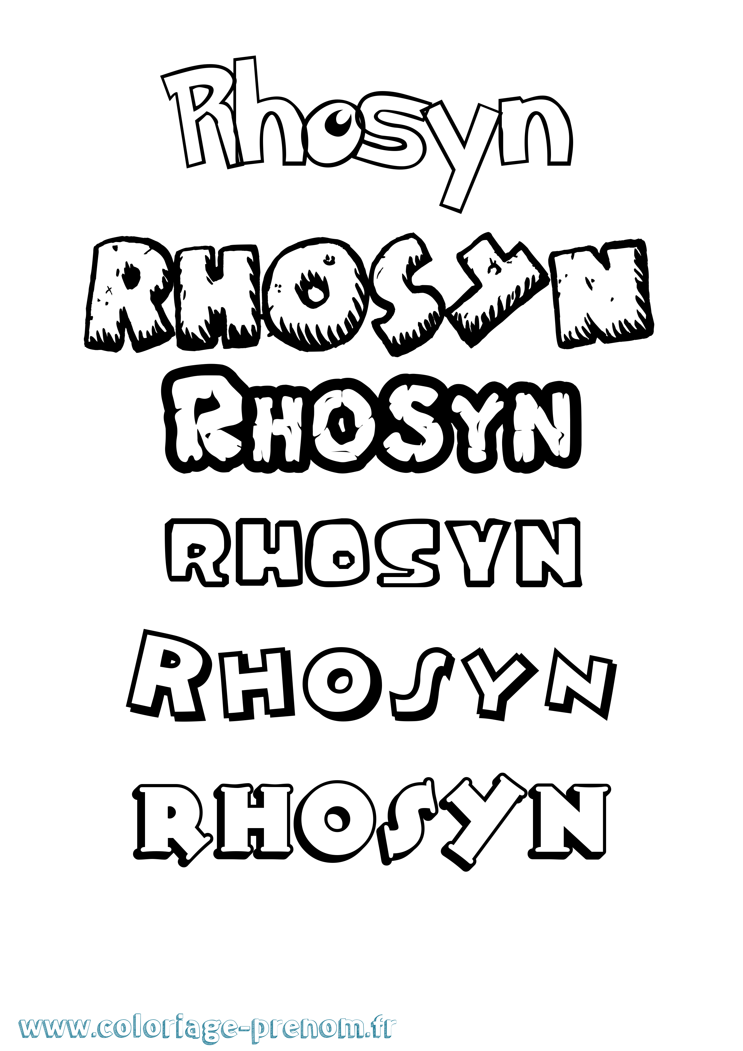Coloriage Rhosyn Dessin Animé Coloriage prénom Rhosyn Dessin Animé