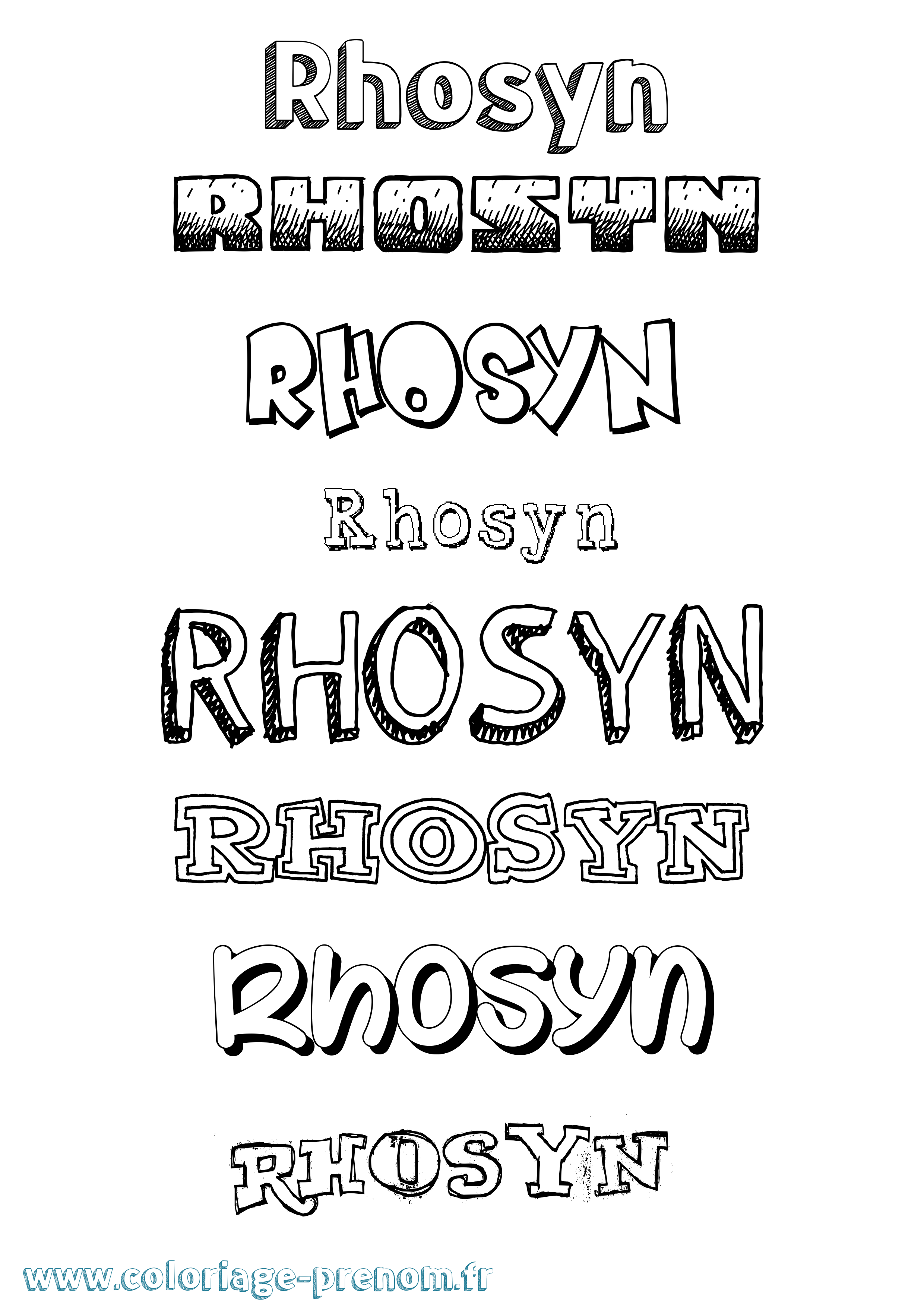 Coloriage Rhosyn Dessiné Coloriage prénom Rhosyn Dessiné