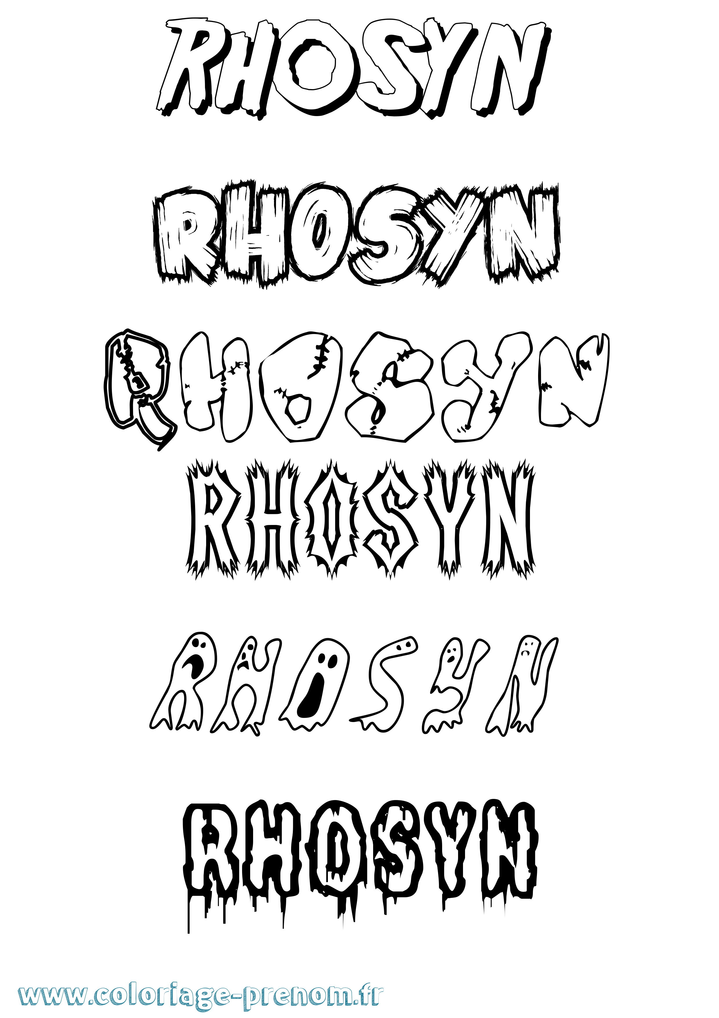 Coloriage Rhosyn Frisson Coloriage prénom Rhosyn Frisson