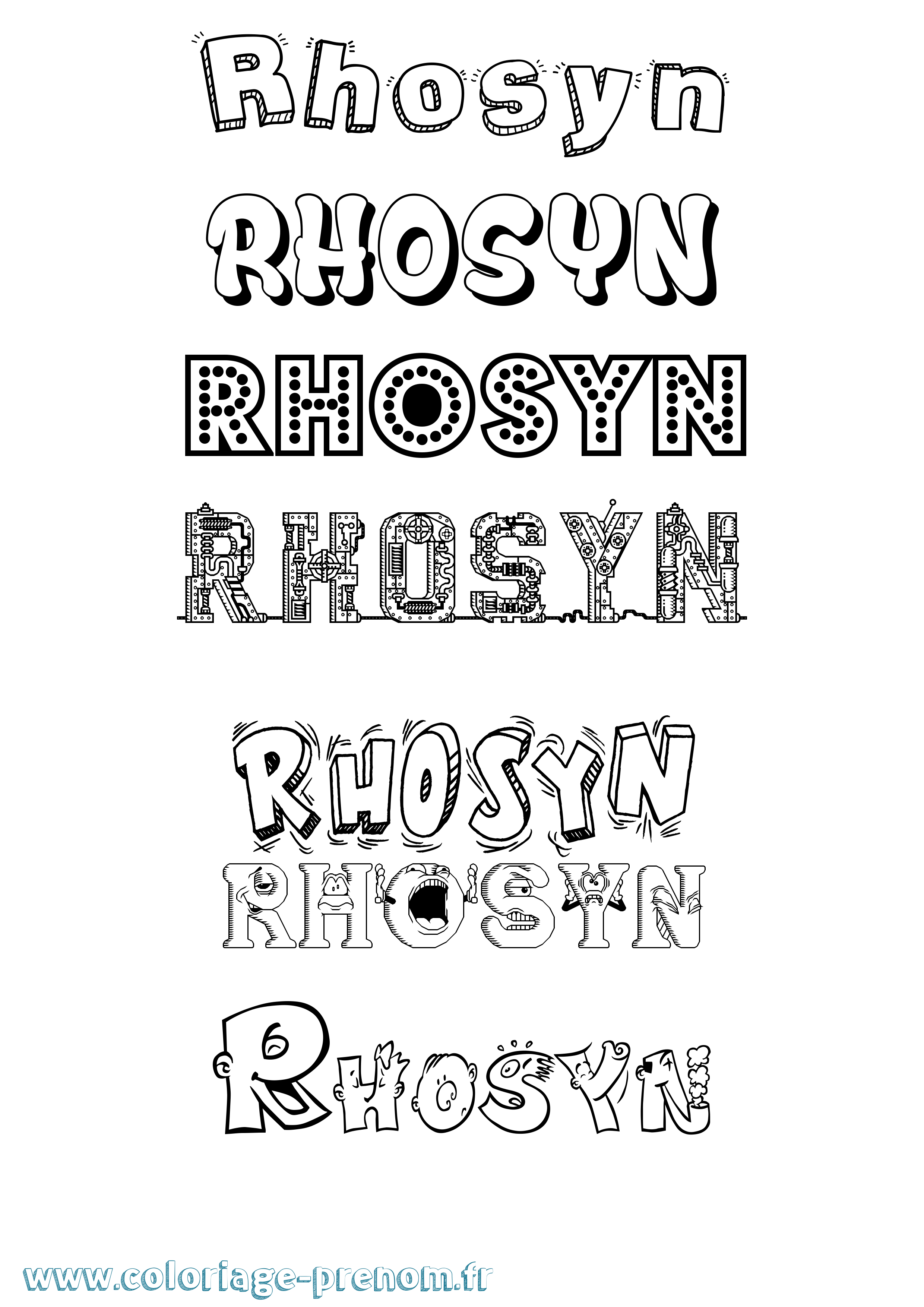 Coloriage Rhosyn Fun Coloriage prénom Rhosyn Fun