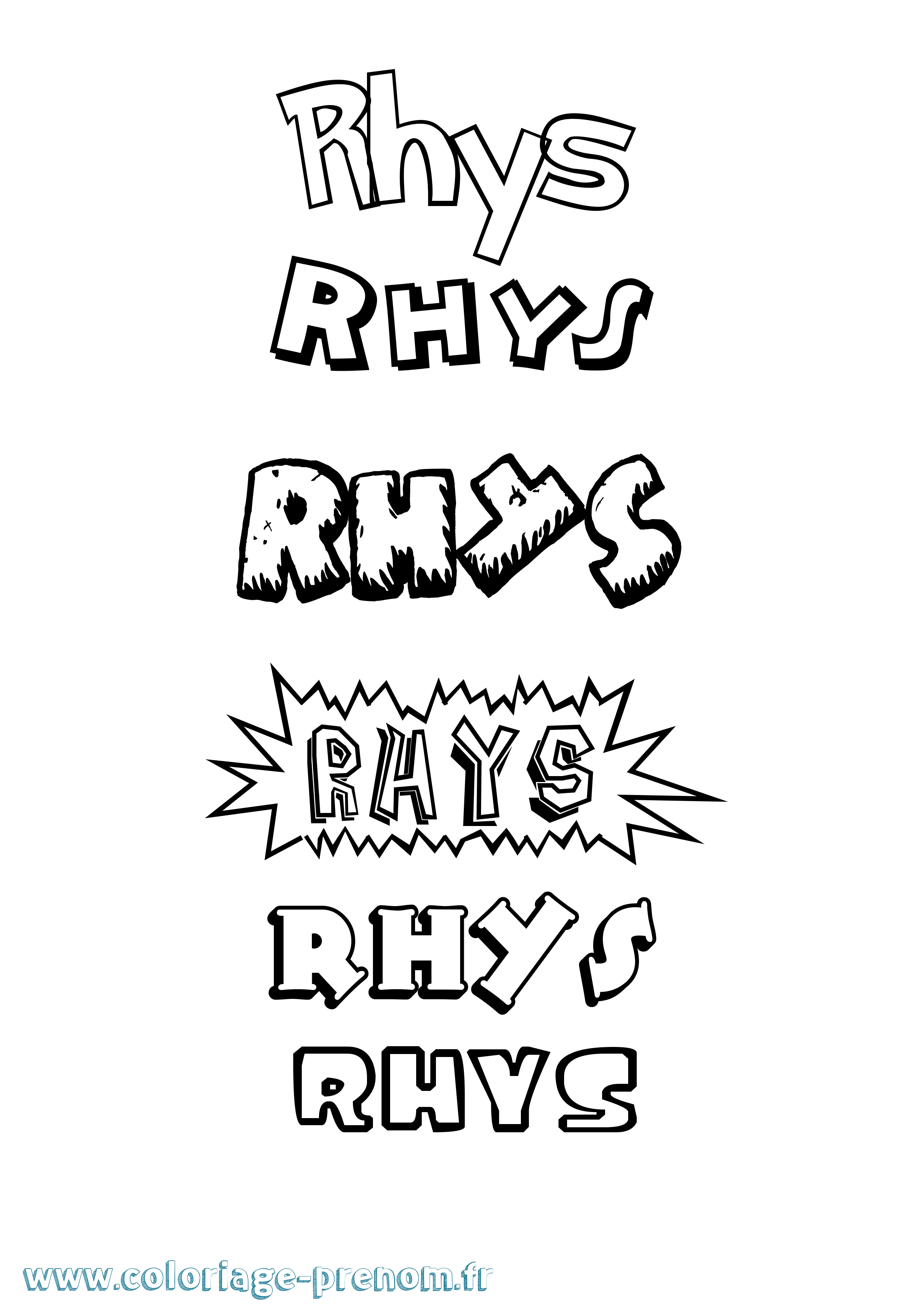 Coloriage Rhys Dessin Animé Coloriage prénom Rhys Dessin Animé