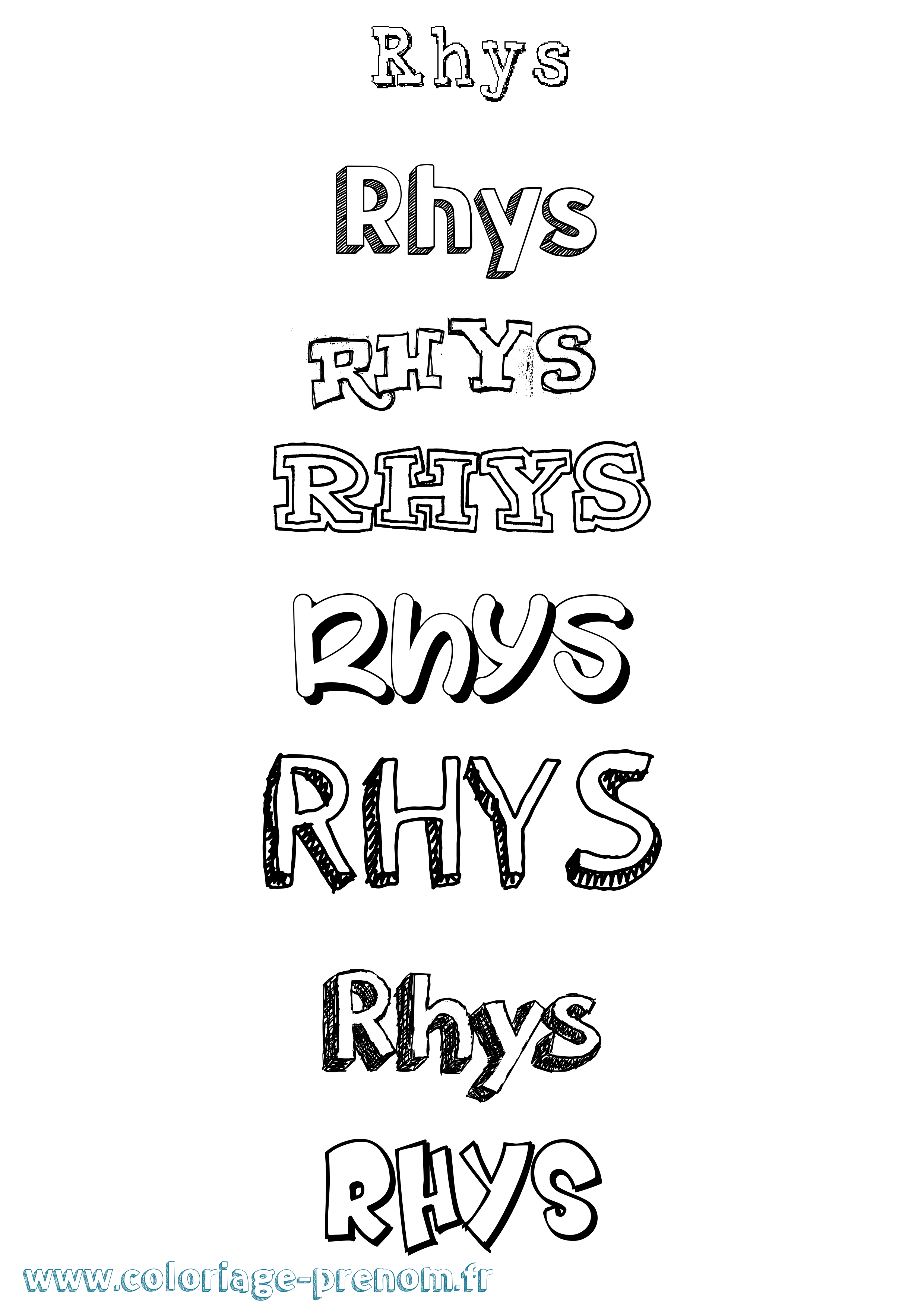 Coloriage Rhys Dessiné Coloriage prénom Rhys Dessiné
