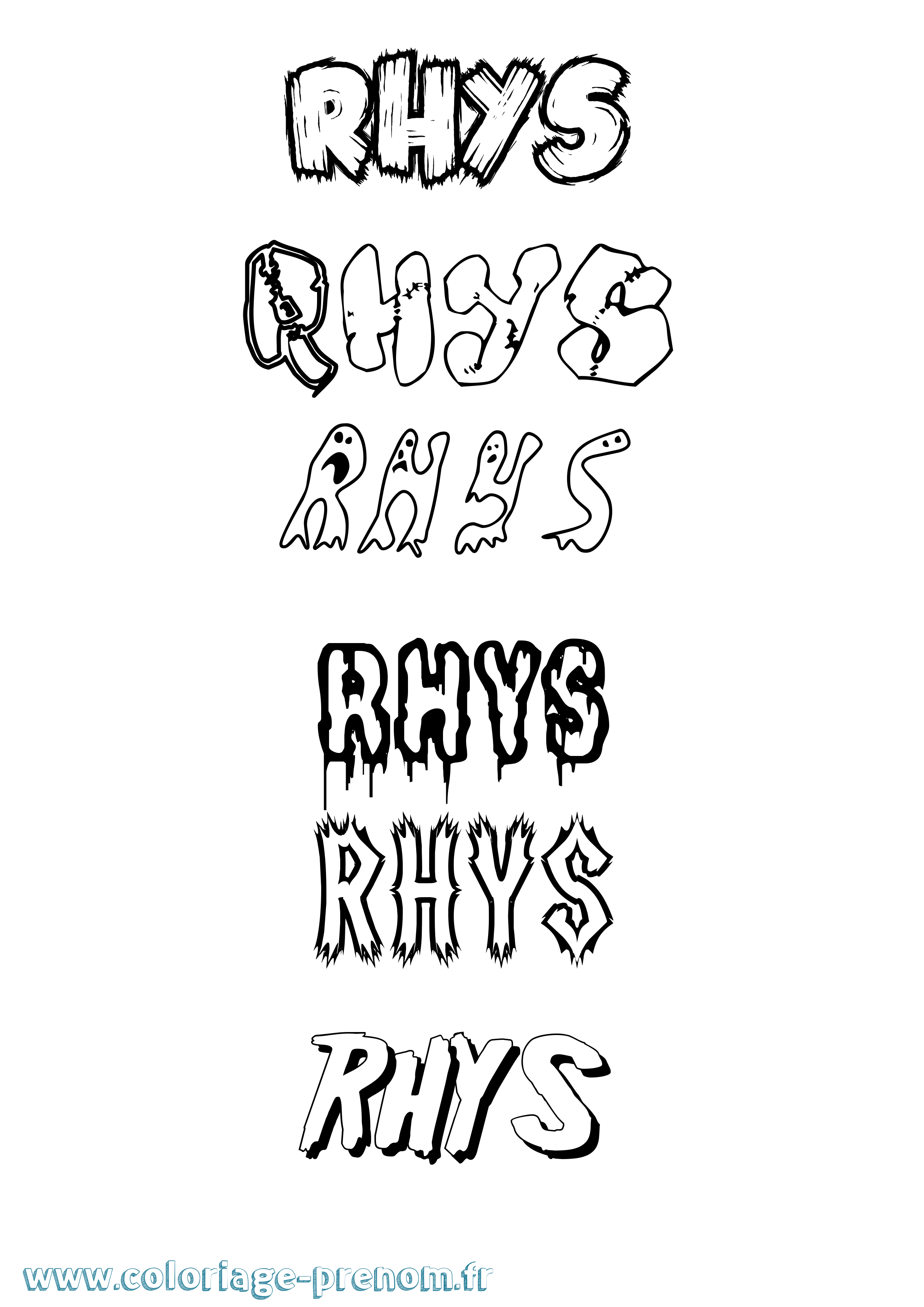 Coloriage Rhys Frisson Coloriage prénom Rhys Frisson