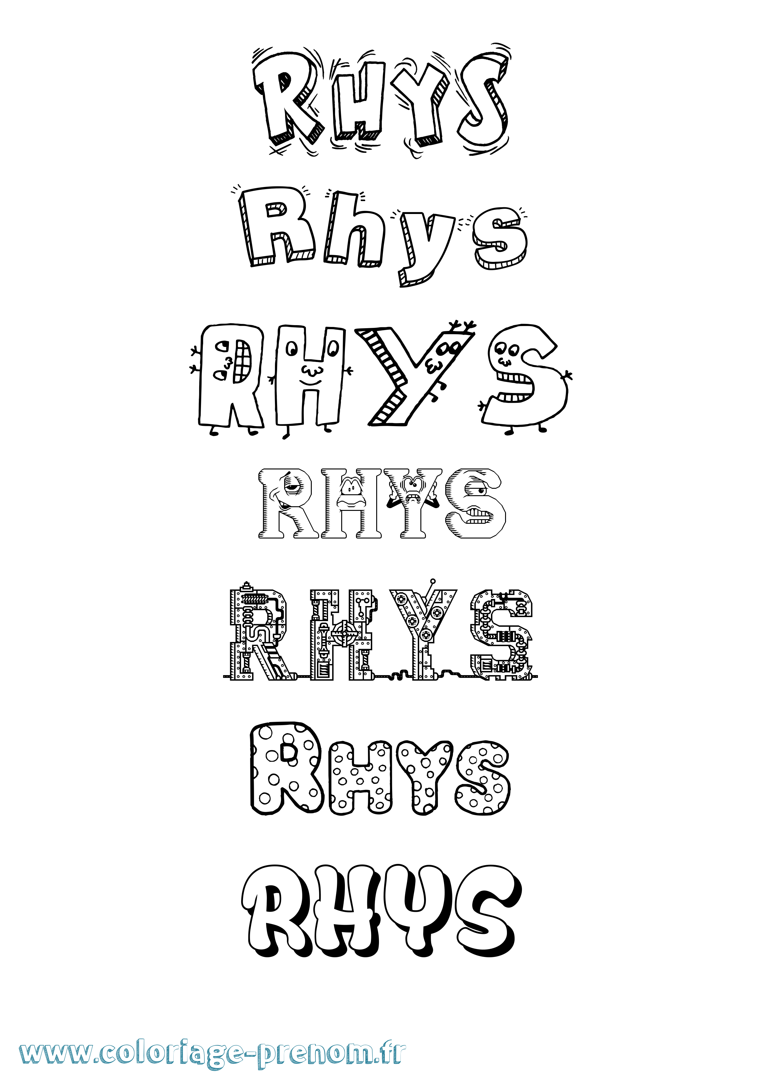 Coloriage Rhys Fun Coloriage prénom Rhys Fun