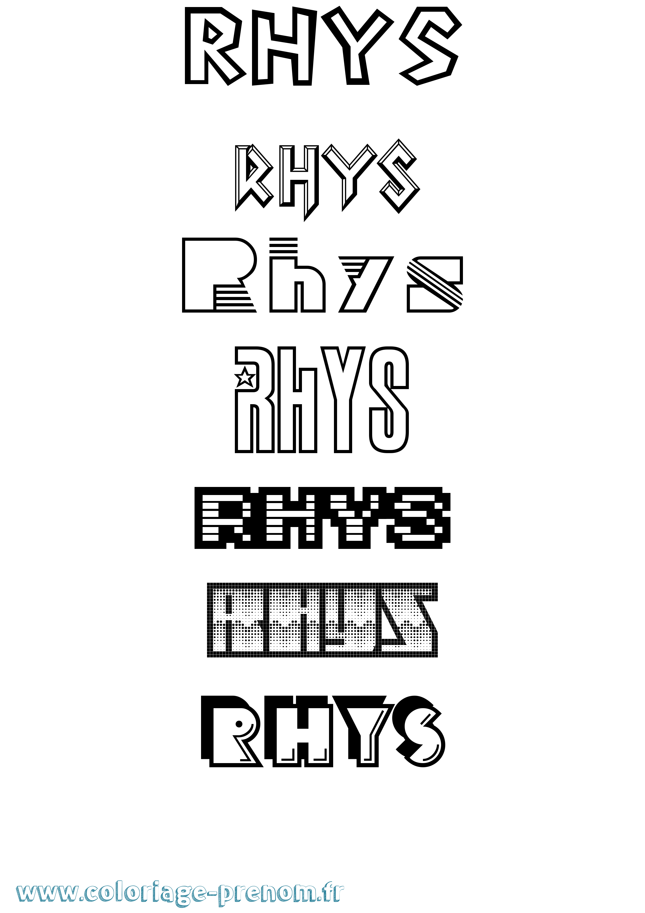 Coloriage Rhys Jeux Vidéos Coloriage prénom Rhys Jeux Vidéos