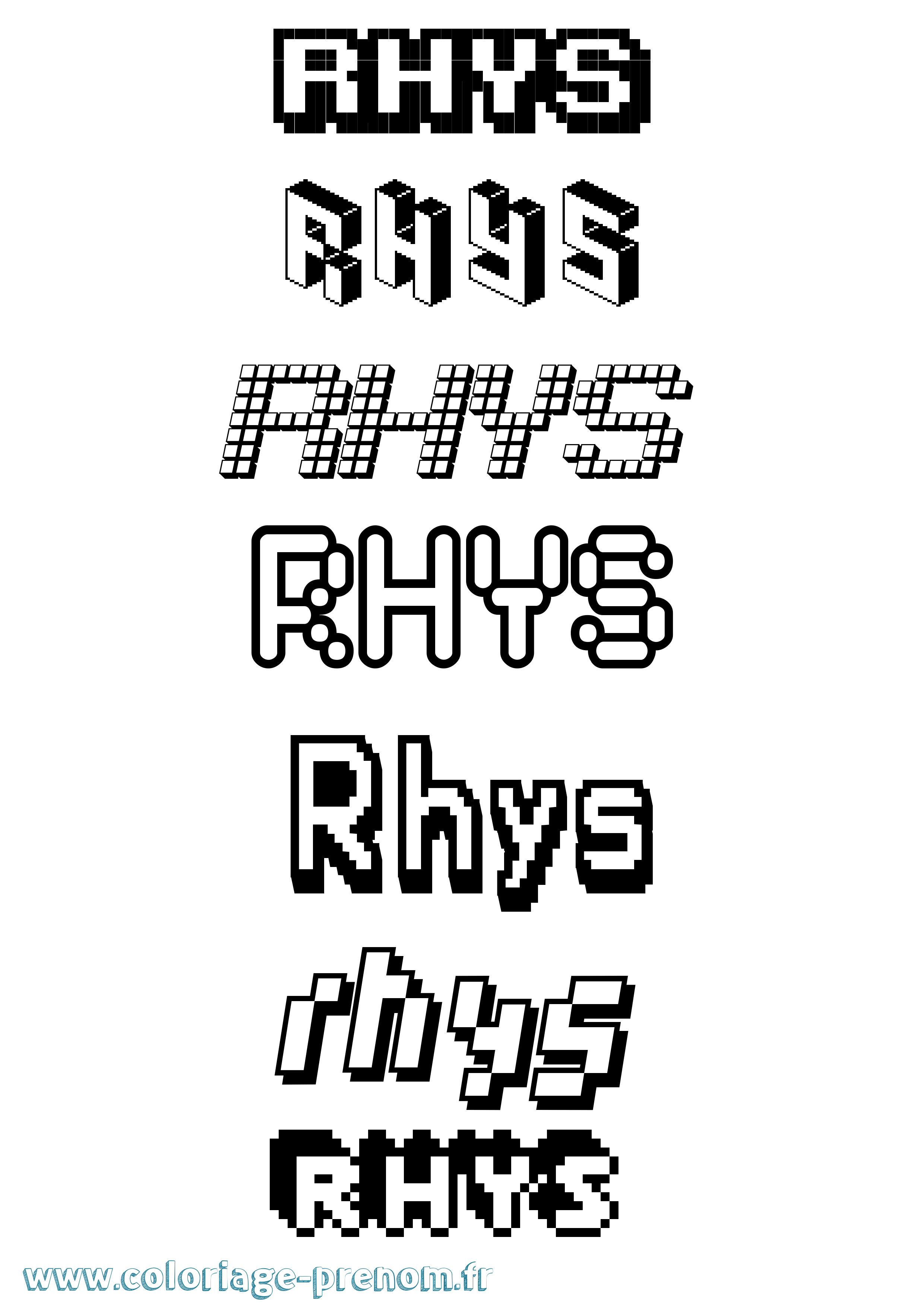 Coloriage Rhys Pixel Coloriage prénom Rhys Pixel