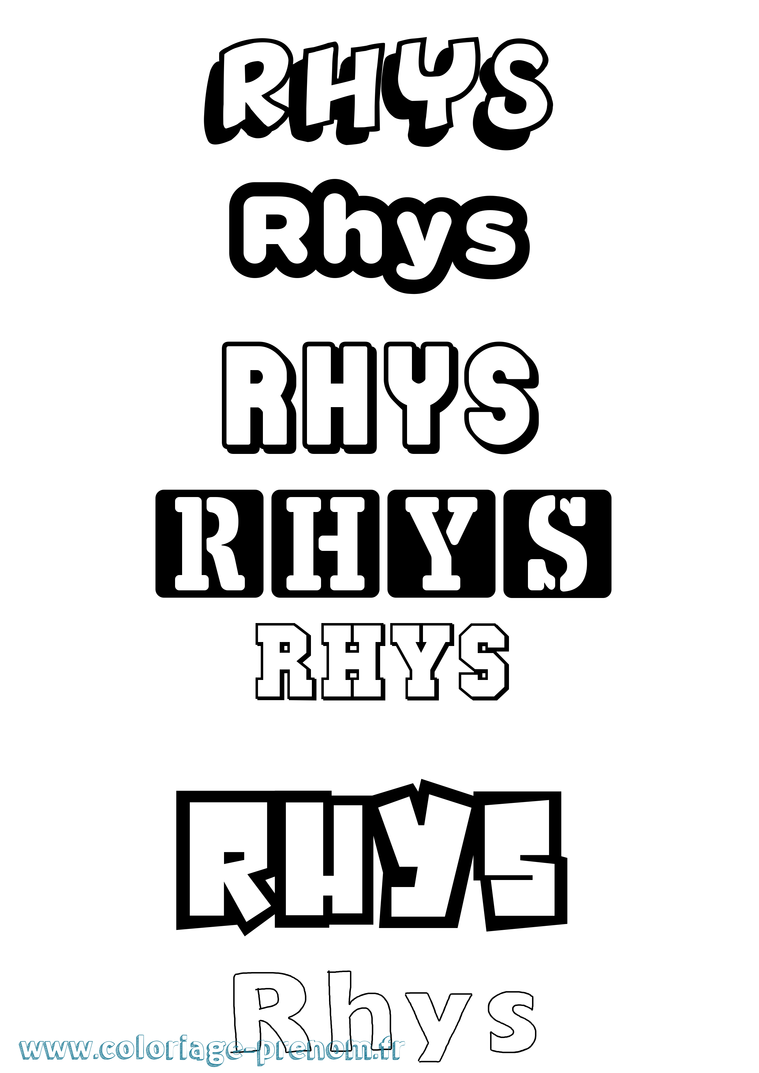 Coloriage Rhys Simple Coloriage prénom Rhys Simple