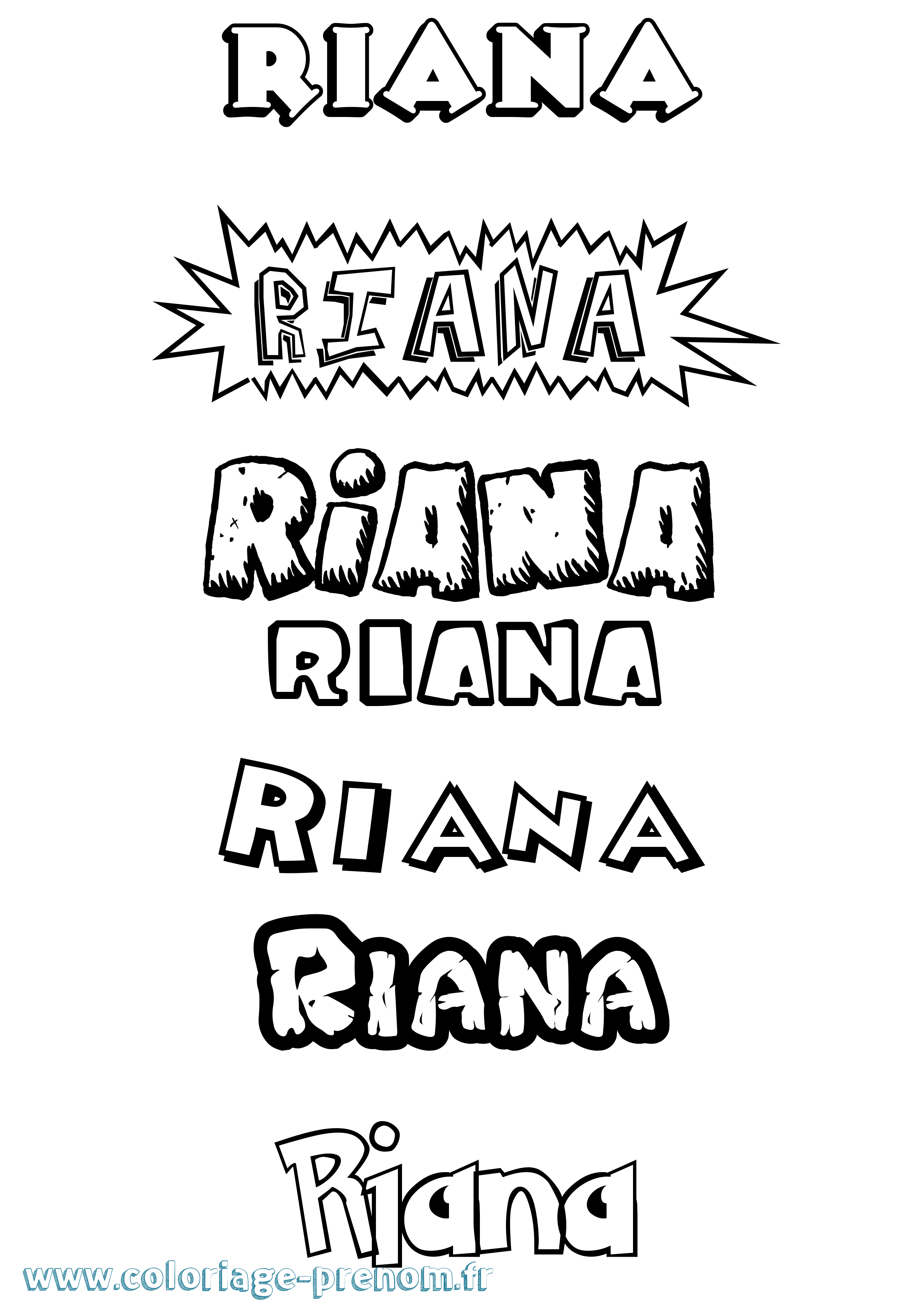 Coloriage Riana Dessin Animé Coloriage prénom Riana Dessin Animé