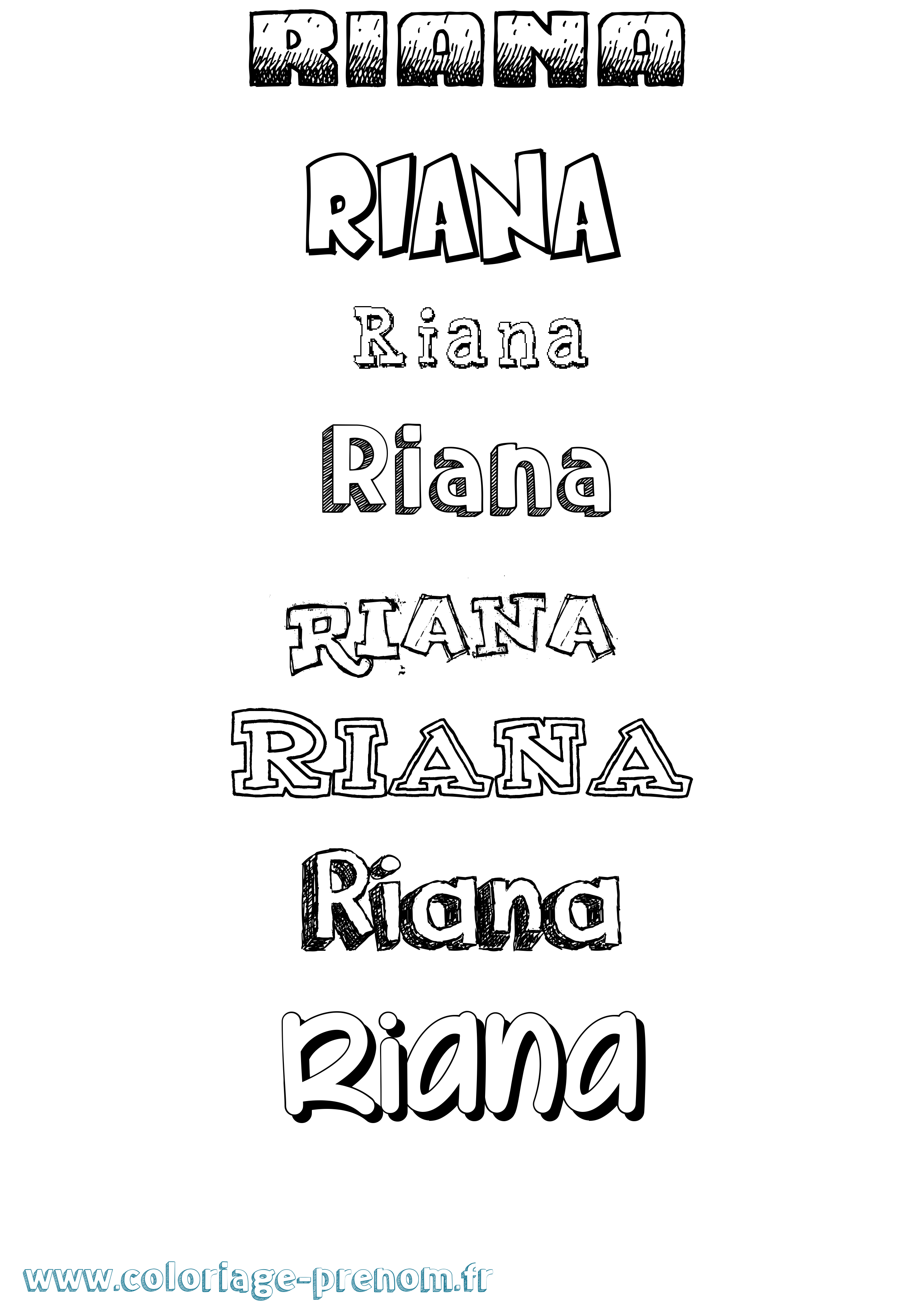 Coloriage Riana Dessiné Coloriage prénom Riana Dessiné