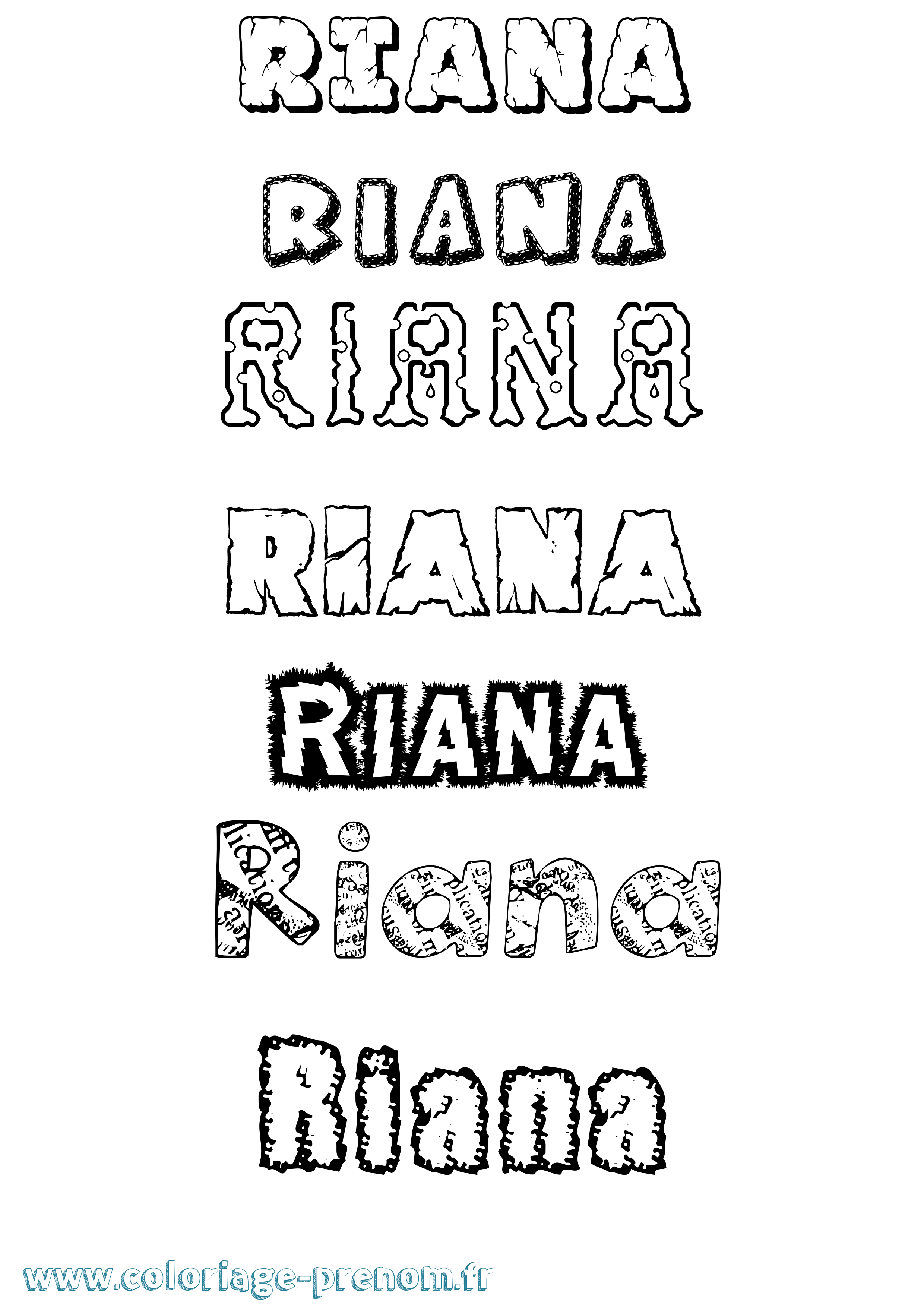 Coloriage Riana Destructuré Coloriage prénom Riana Destructuré
