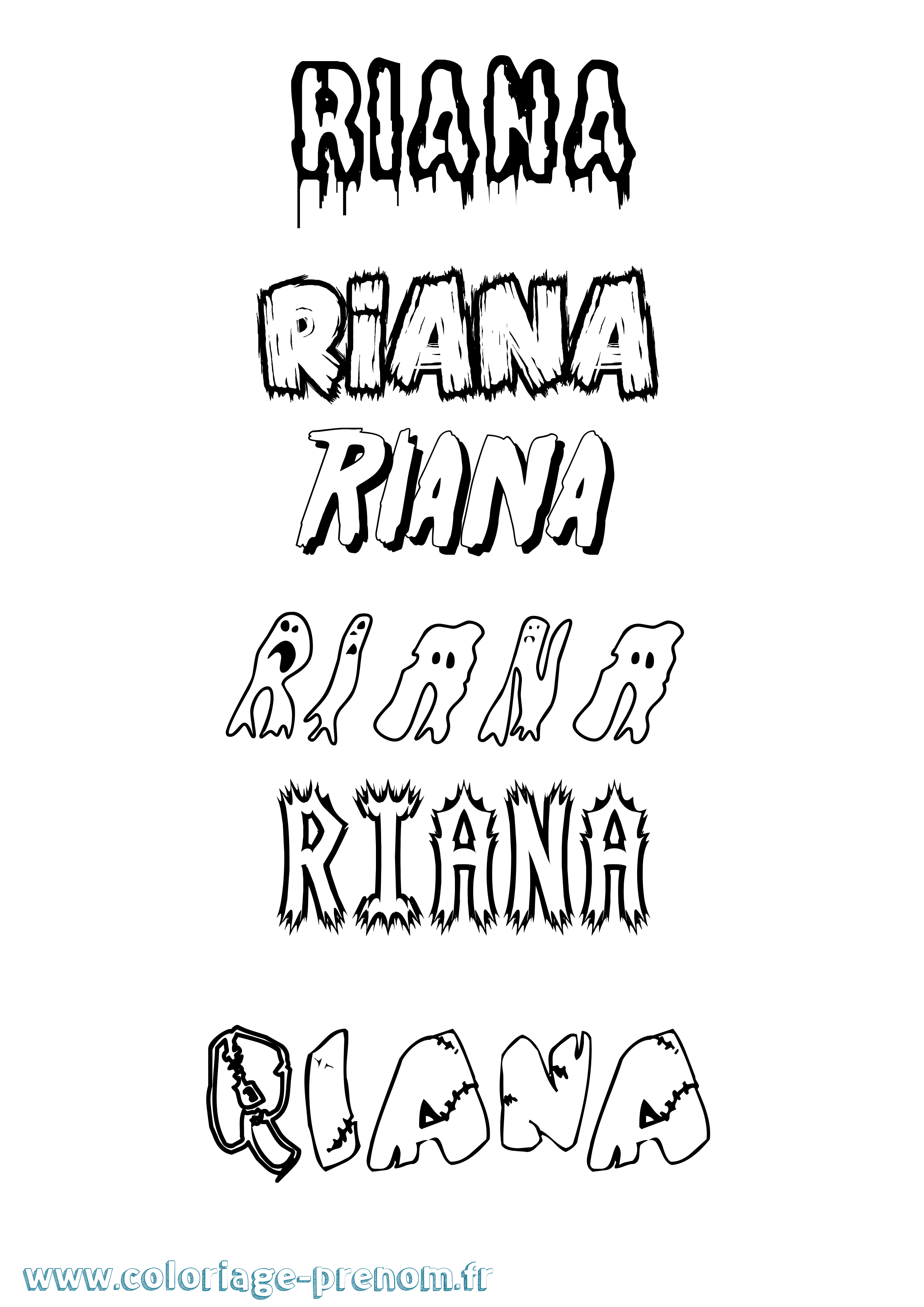 Coloriage Riana Frisson Coloriage prénom Riana Frisson