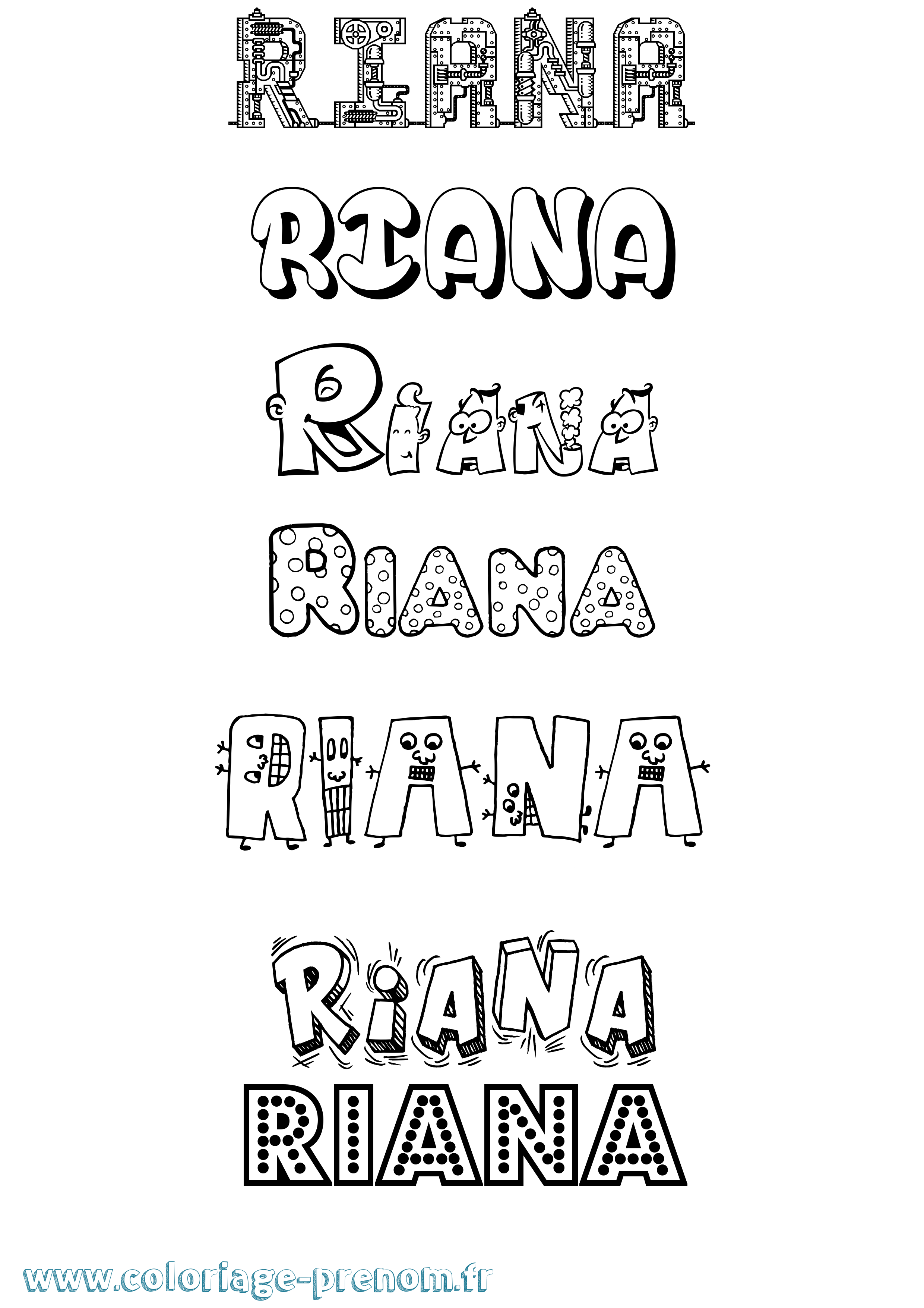 Coloriage Riana Fun Coloriage prénom Riana Fun