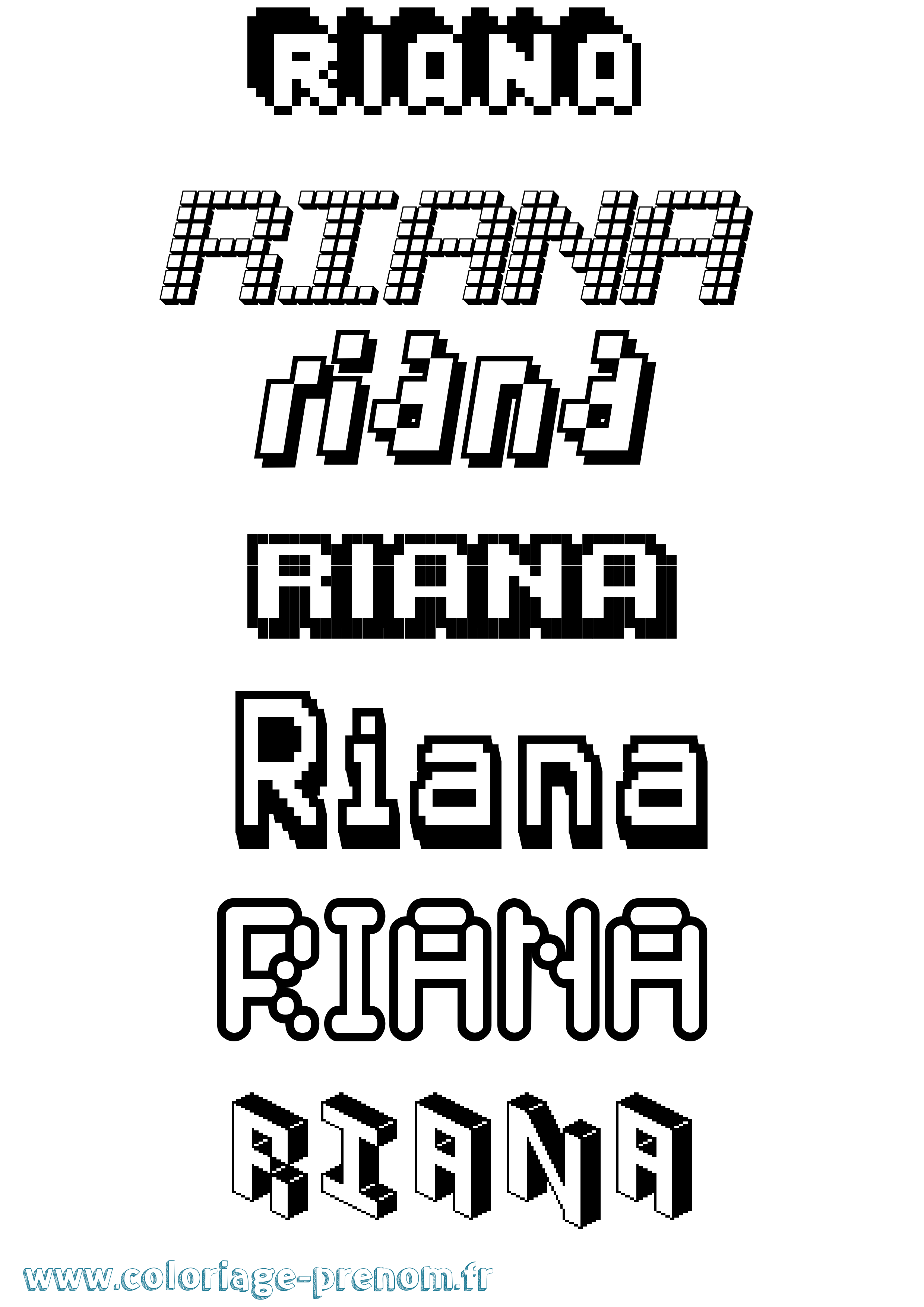 Coloriage Riana Pixel Coloriage prénom Riana Pixel