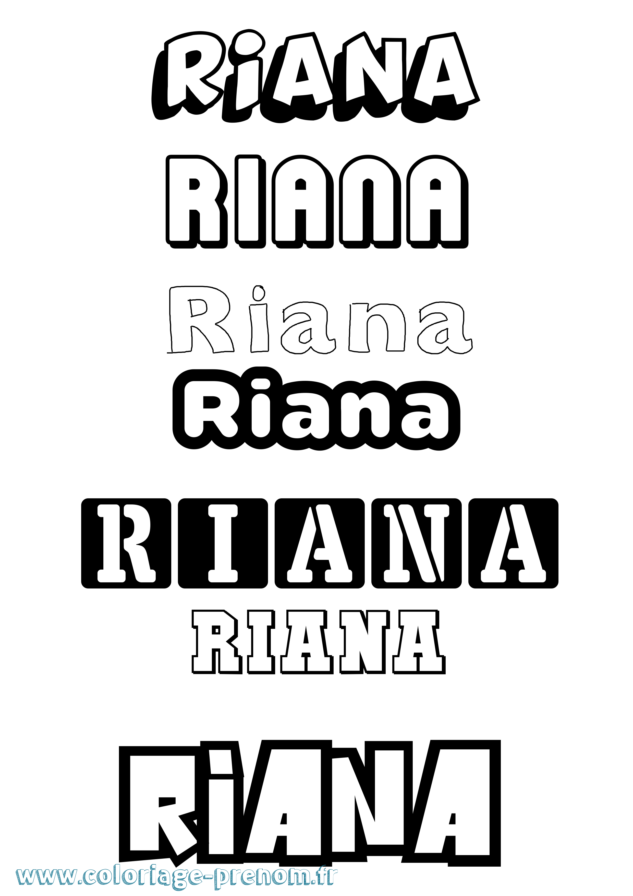 Coloriage Riana Simple Coloriage prénom Riana Simple