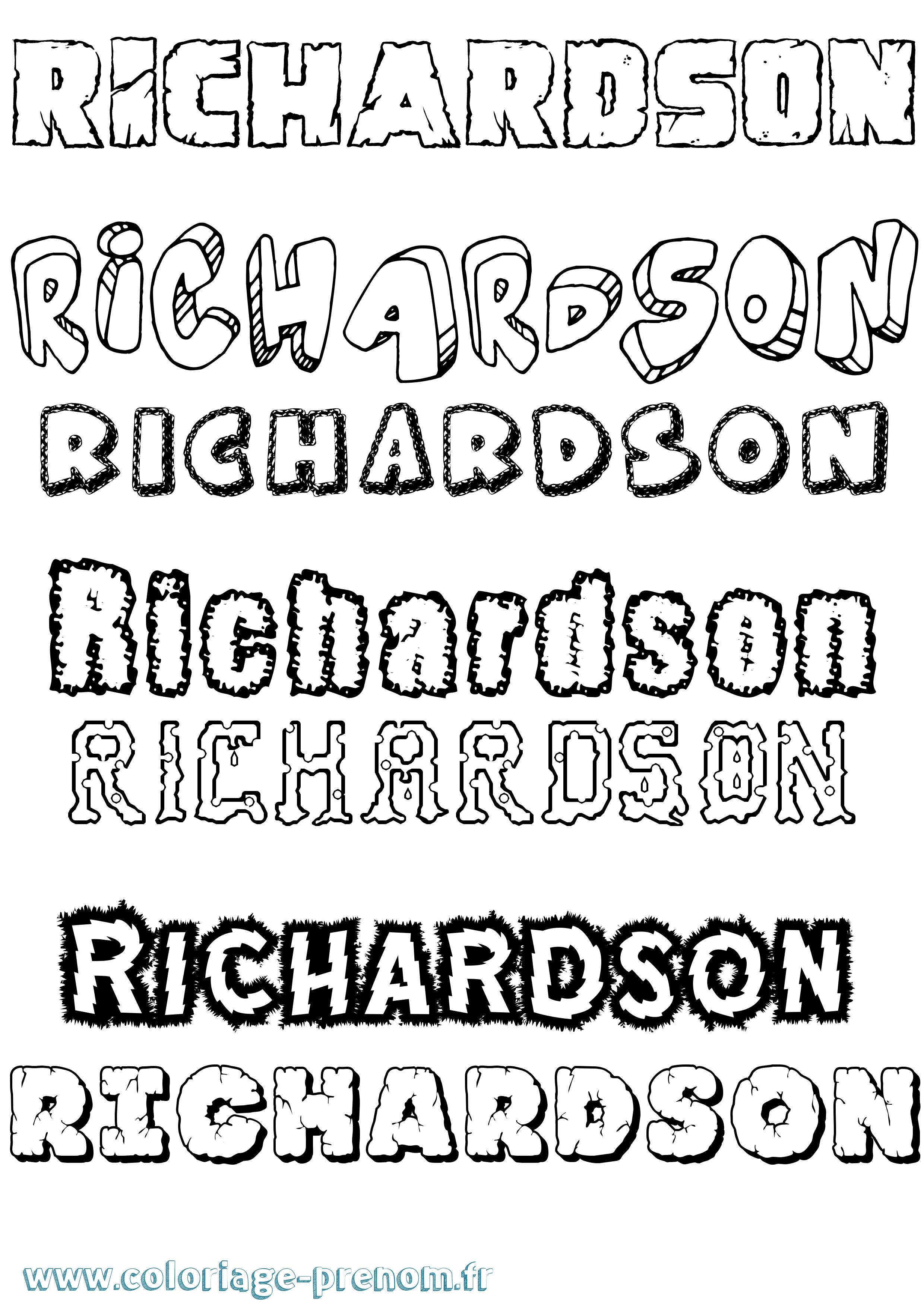 Coloriage Richardson Destructuré Coloriage prénom Richardson Destructuré