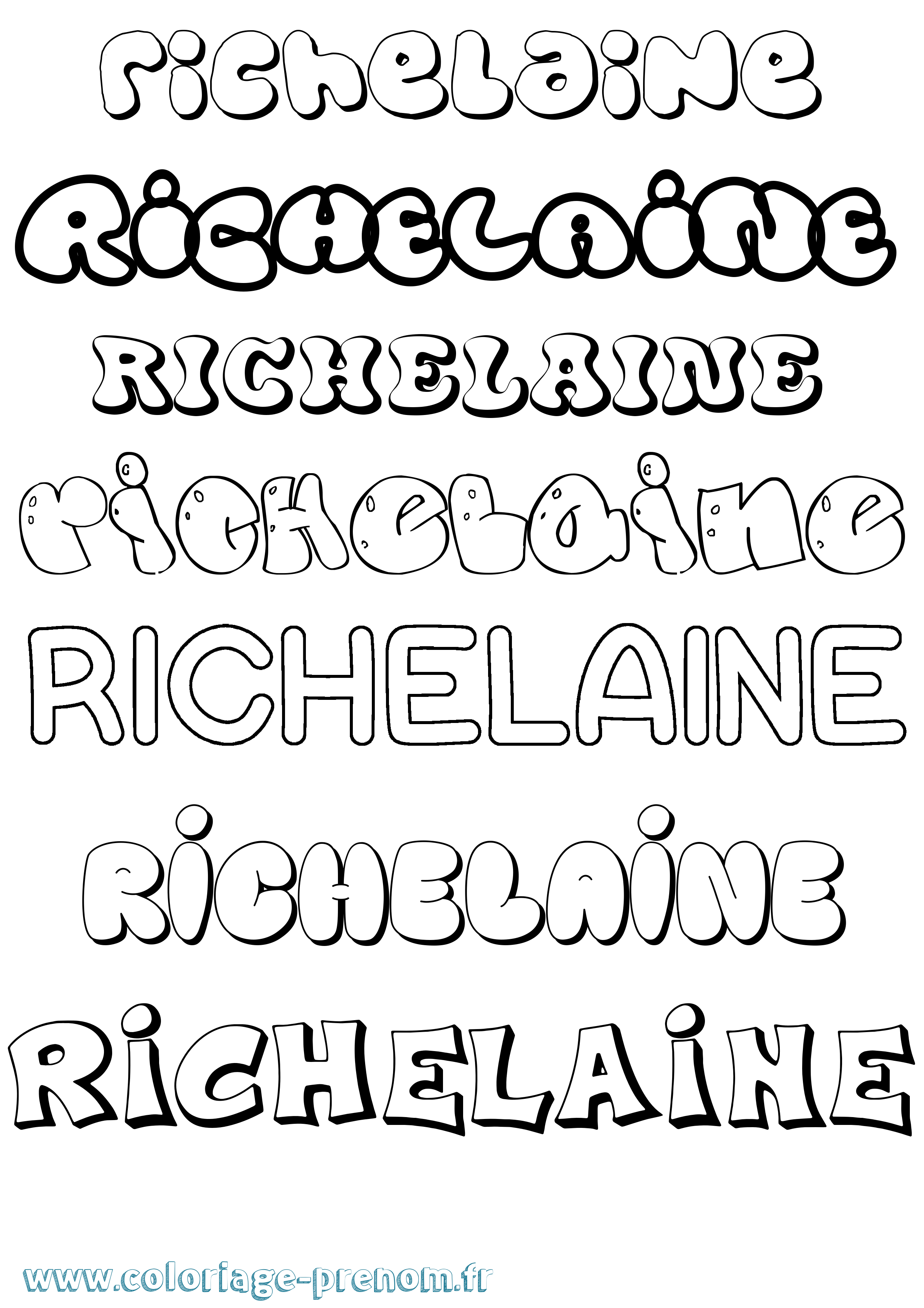 Coloriage Richelaine Bubble Coloriage prénom Richelaine Bubble