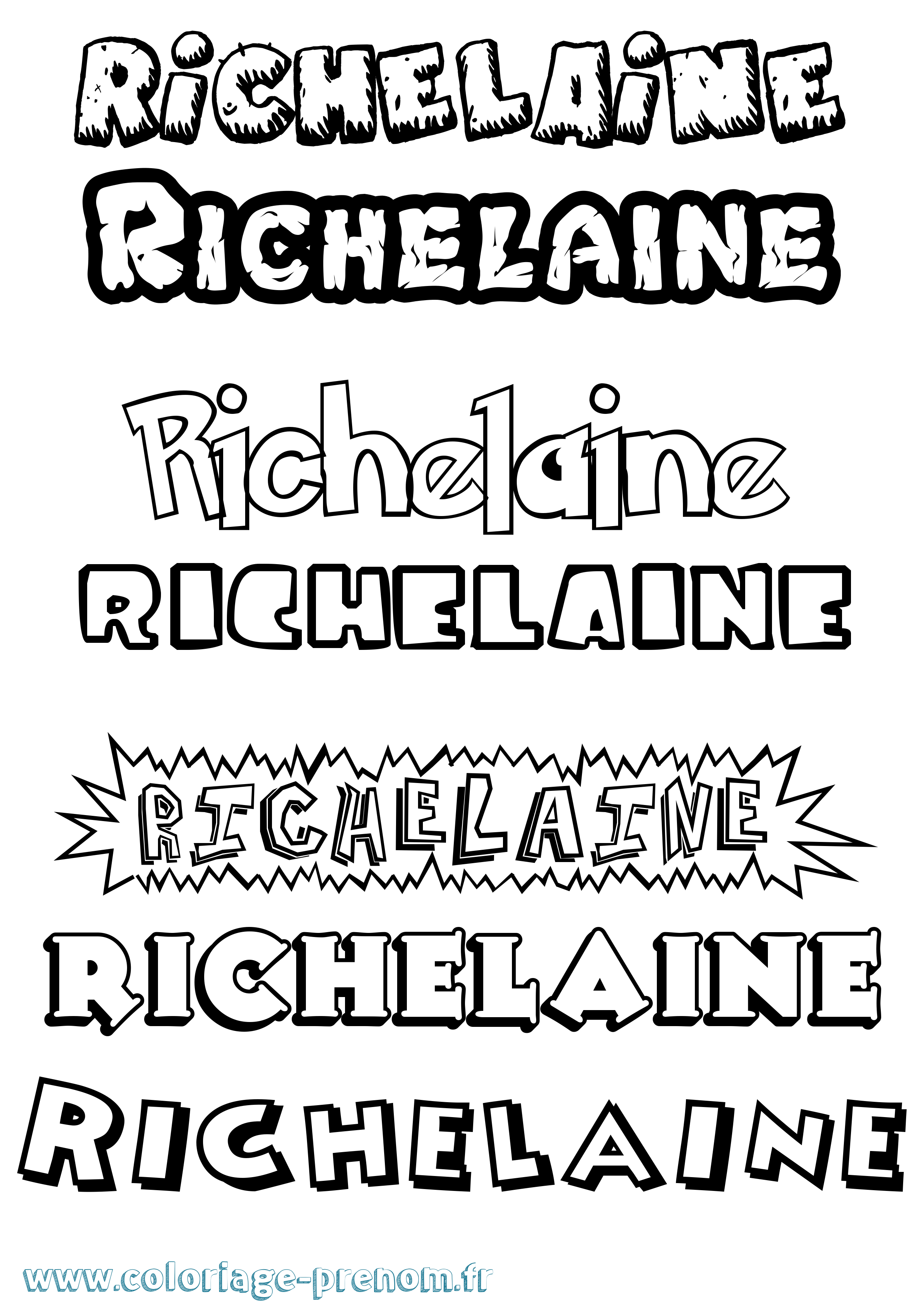 Coloriage Richelaine Dessin Animé Coloriage prénom Richelaine Dessin Animé