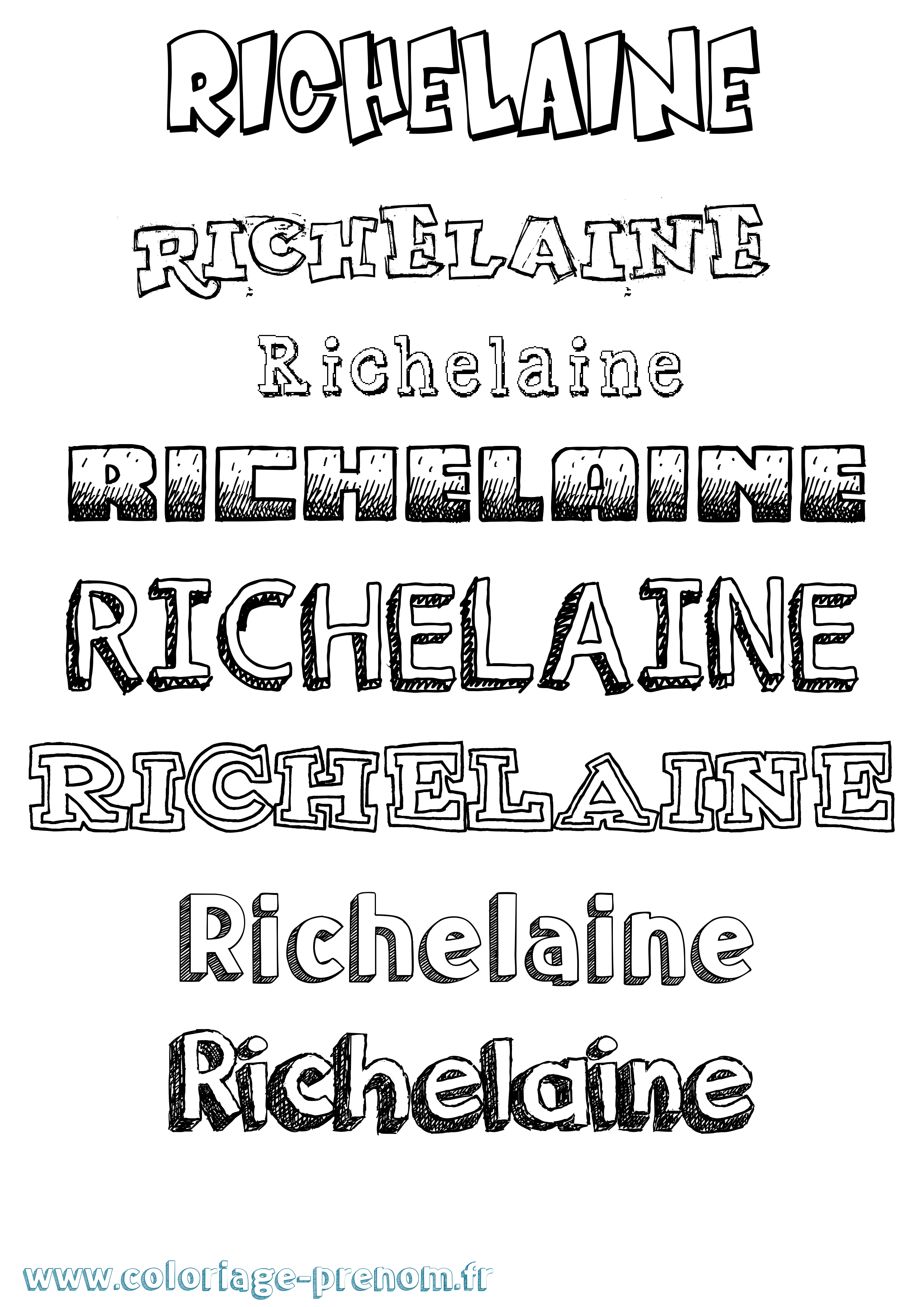 Coloriage Richelaine Dessiné Coloriage prénom Richelaine Dessiné