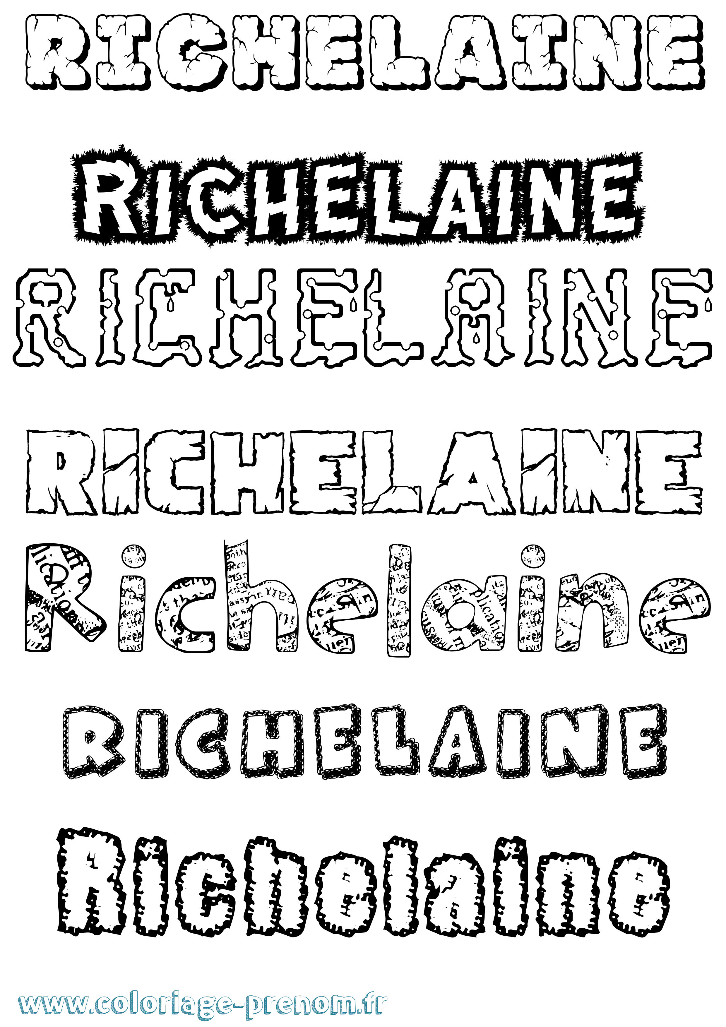 Coloriage Richelaine Destructuré Coloriage prénom Richelaine Destructuré