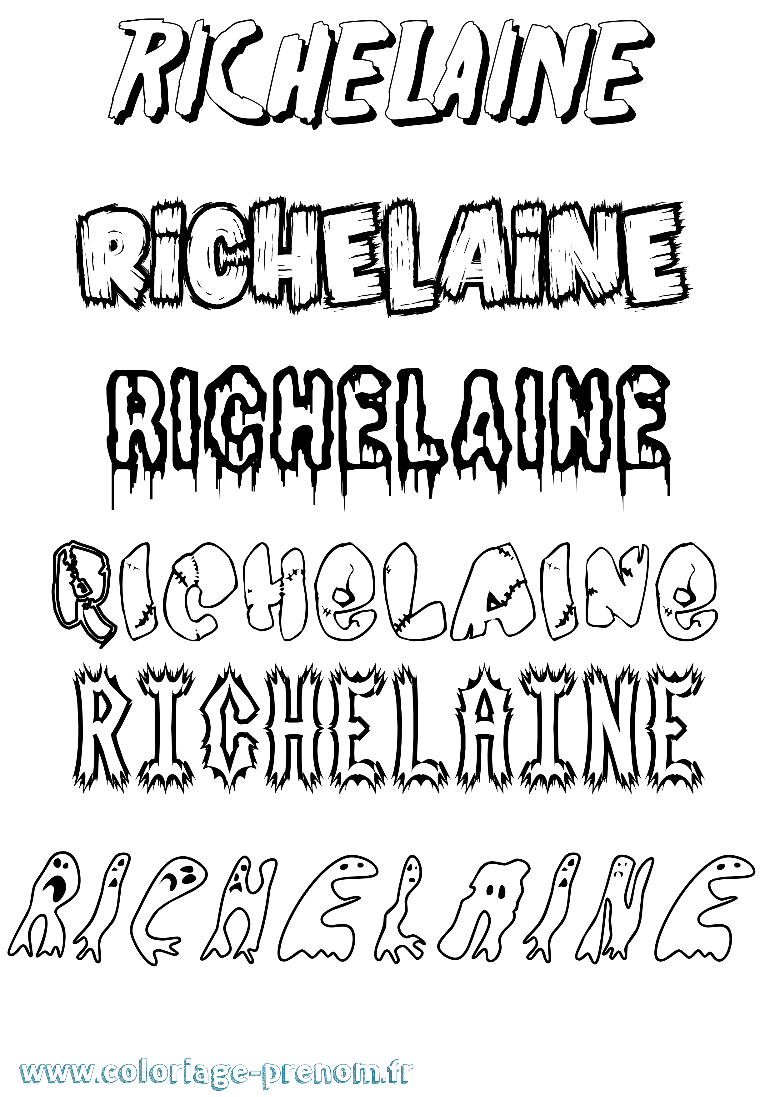 Coloriage Richelaine Frisson Coloriage prénom Richelaine Frisson