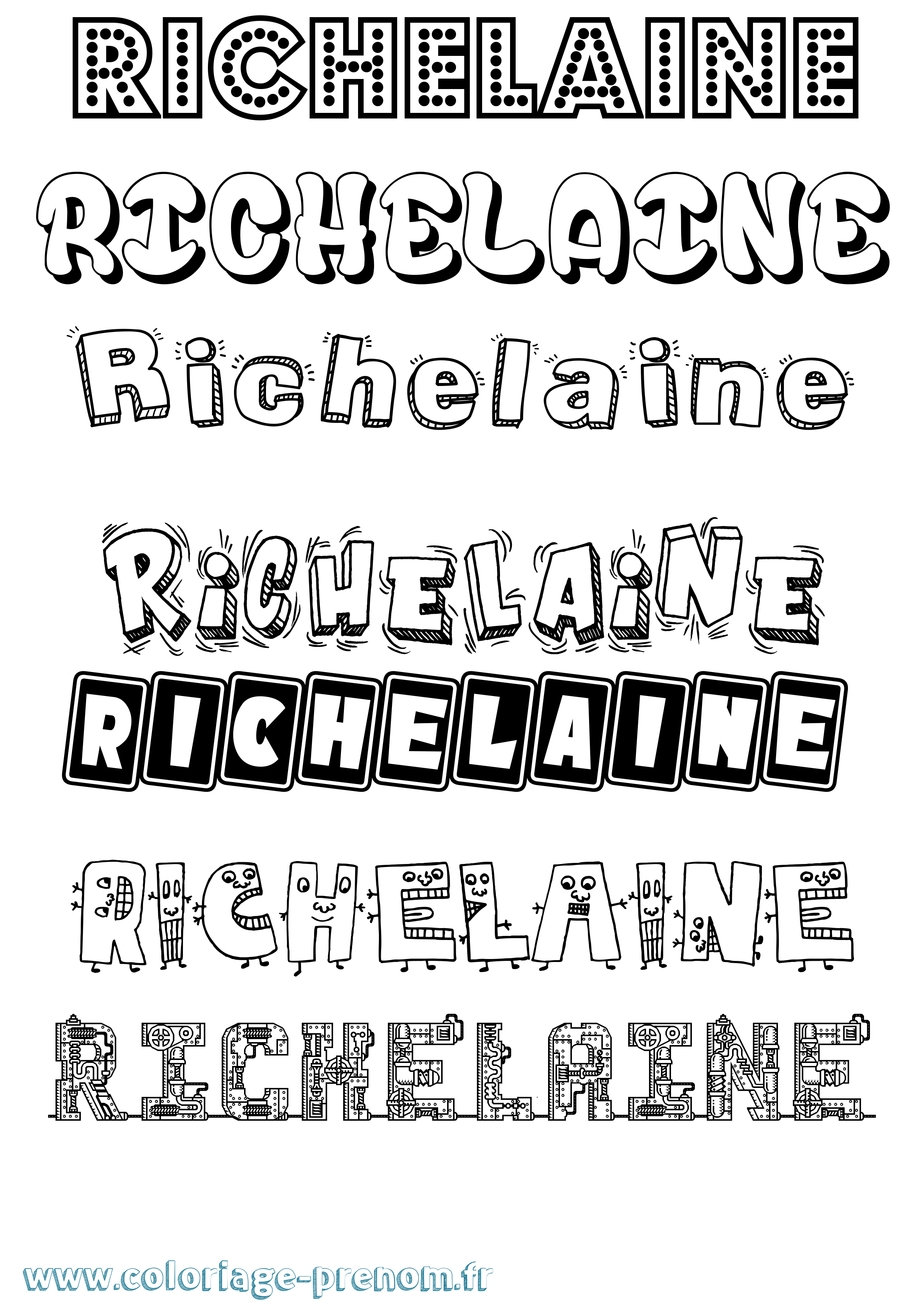 Coloriage Richelaine Fun Coloriage prénom Richelaine Fun