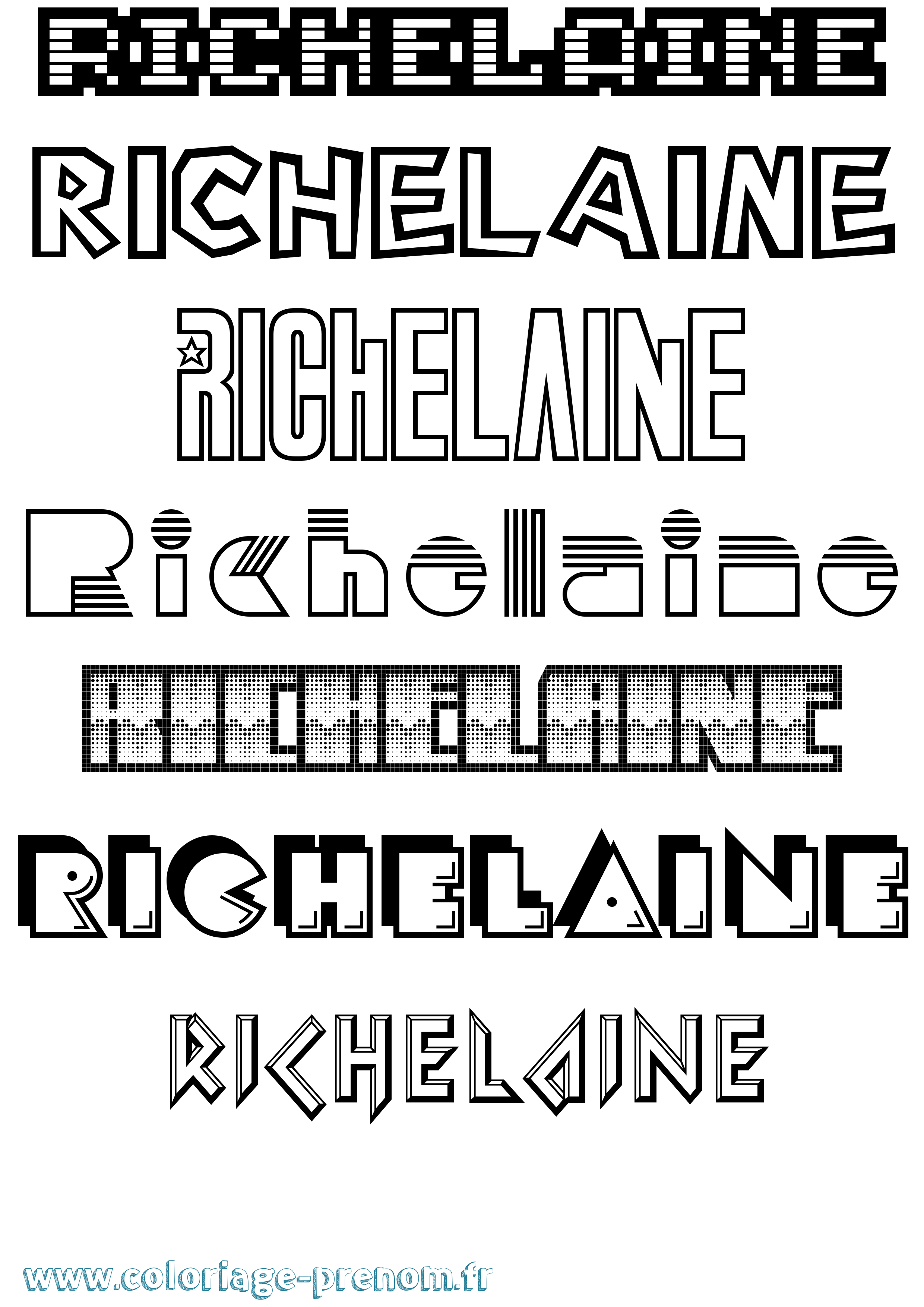 Coloriage Richelaine Jeux Vidéos Coloriage prénom Richelaine Jeux Vidéos