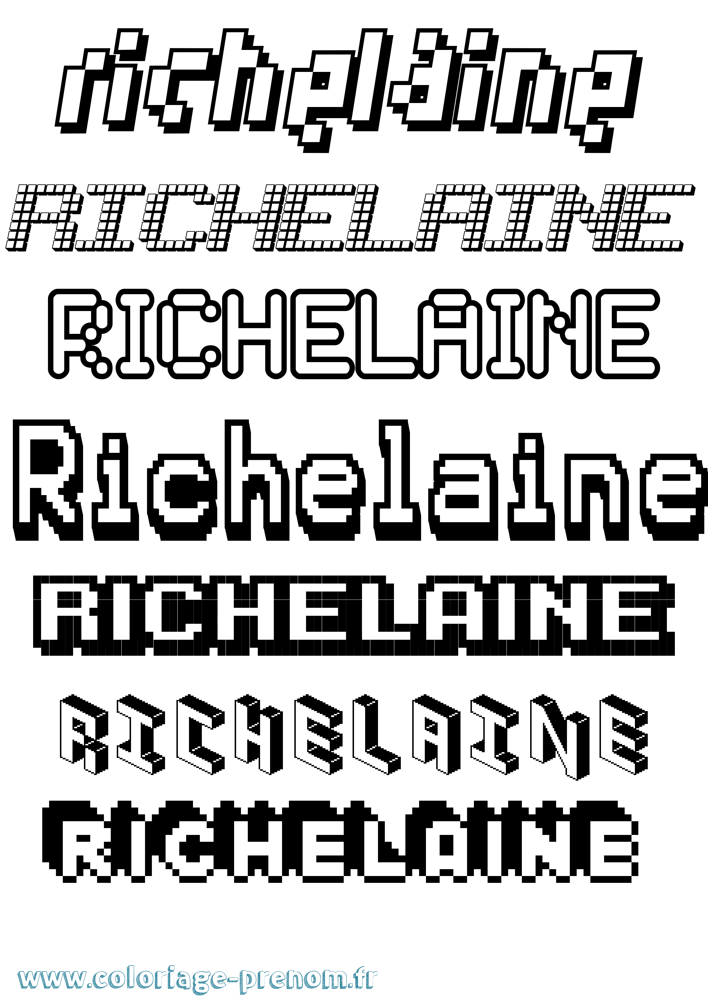 Coloriage Richelaine Pixel Coloriage prénom Richelaine Pixel