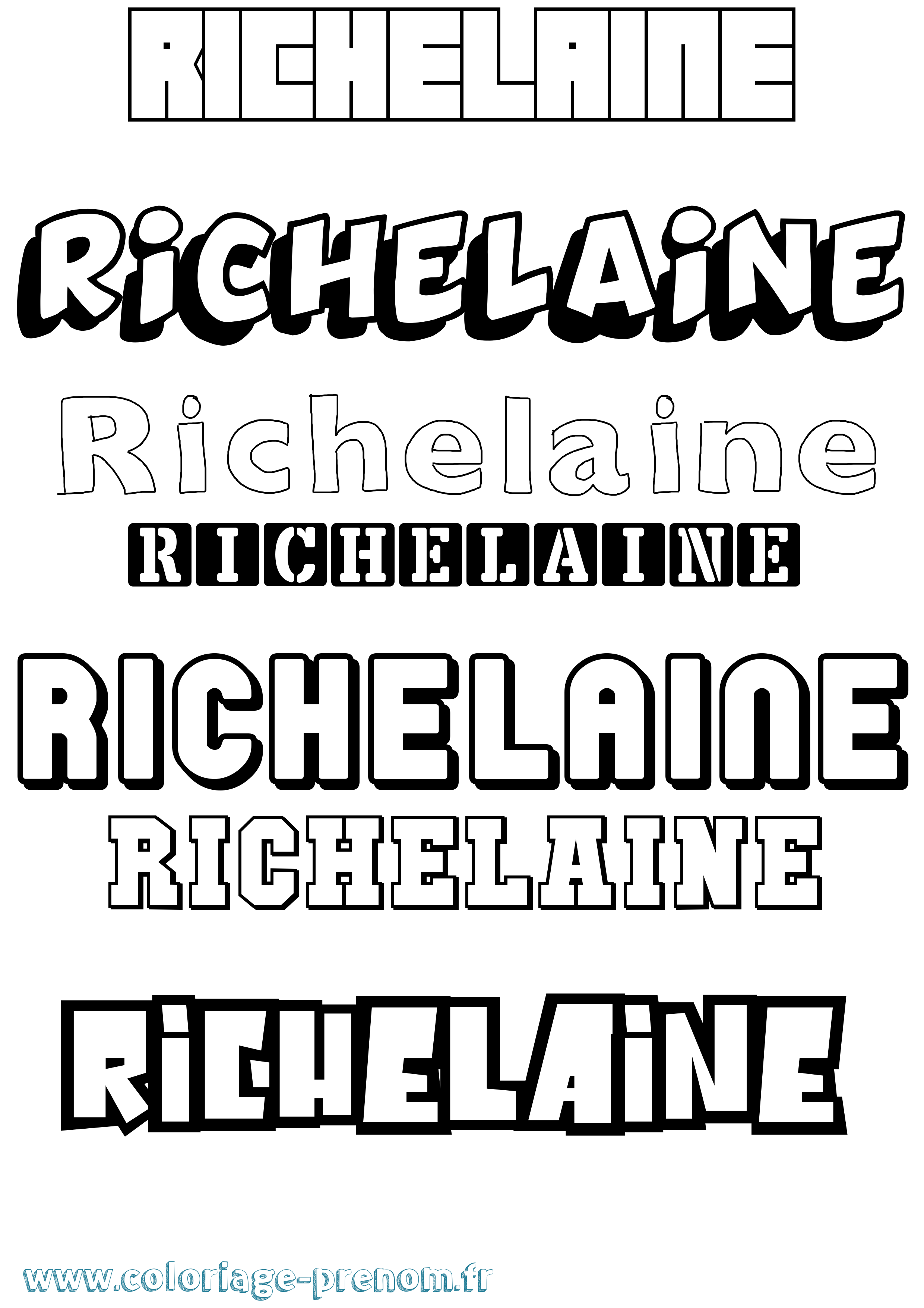 Coloriage Richelaine Simple Coloriage prénom Richelaine Simple