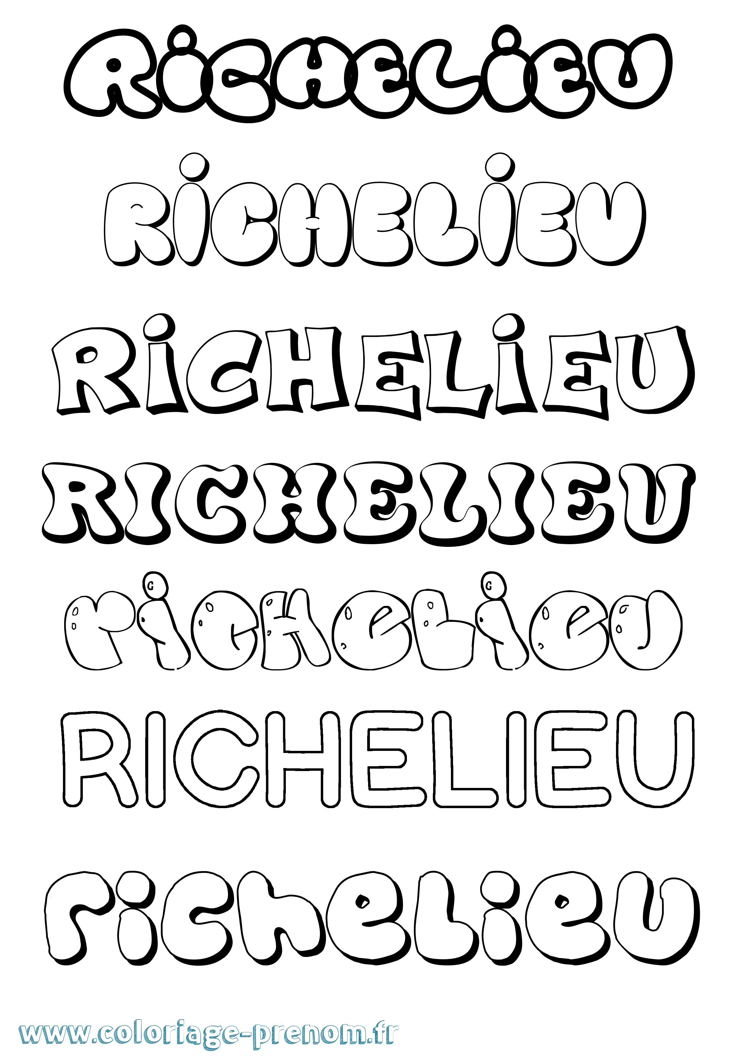 Coloriage Richelieu Bubble Coloriage prénom Richelieu Bubble