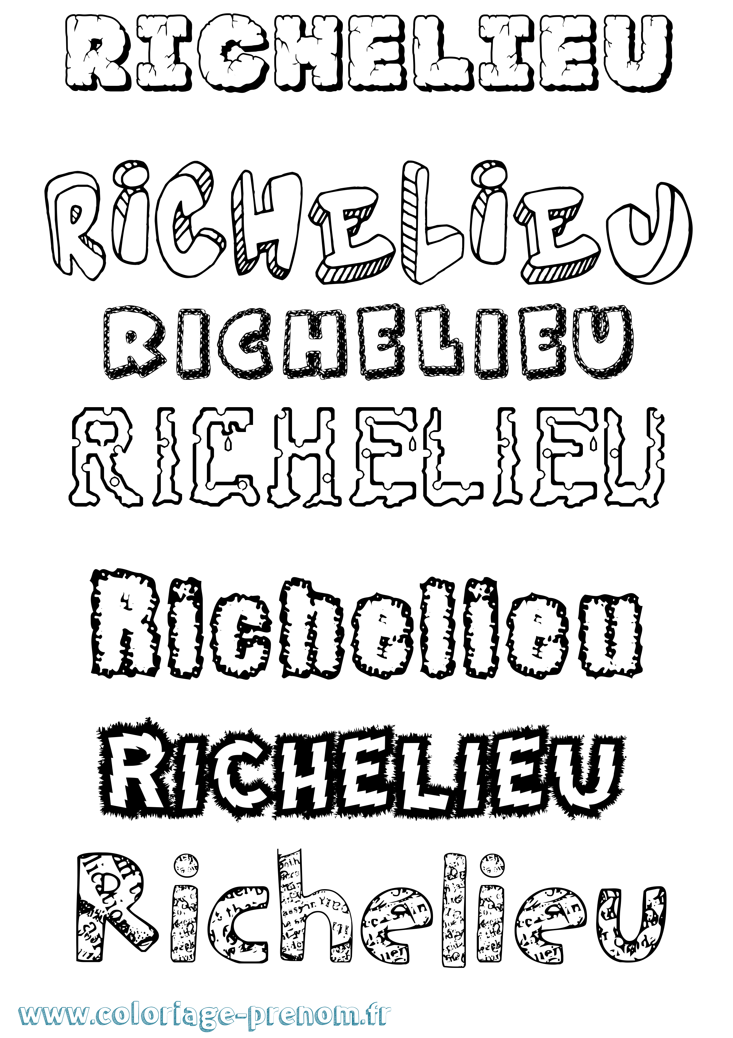 Coloriage Richelieu Destructuré Coloriage prénom Richelieu Destructuré